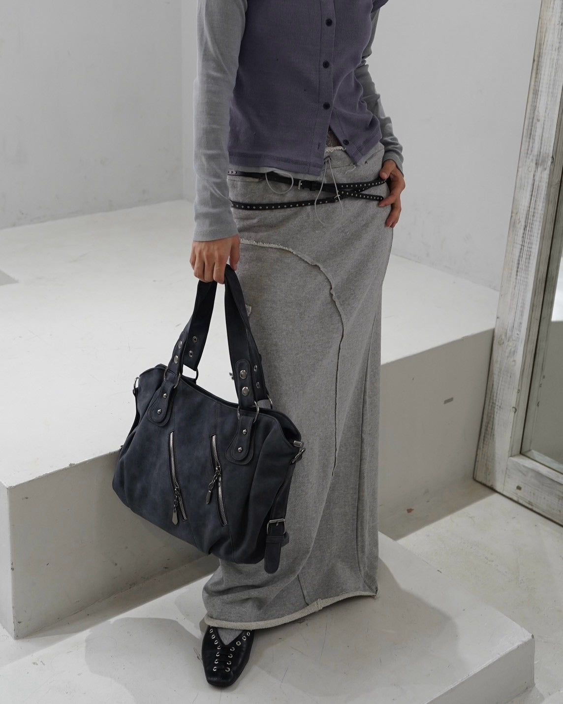 受注制【OaKS】studded double-loop belt