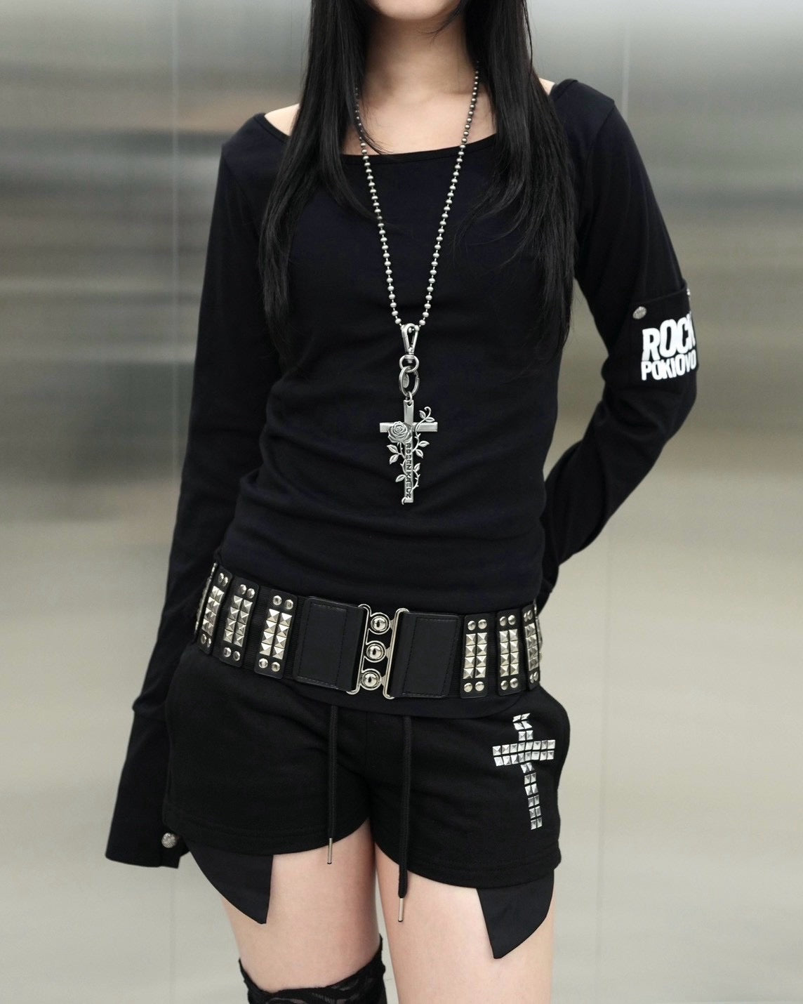 受注制【Never mind the XU】WIDE PYRAMID STUDDED BELT
