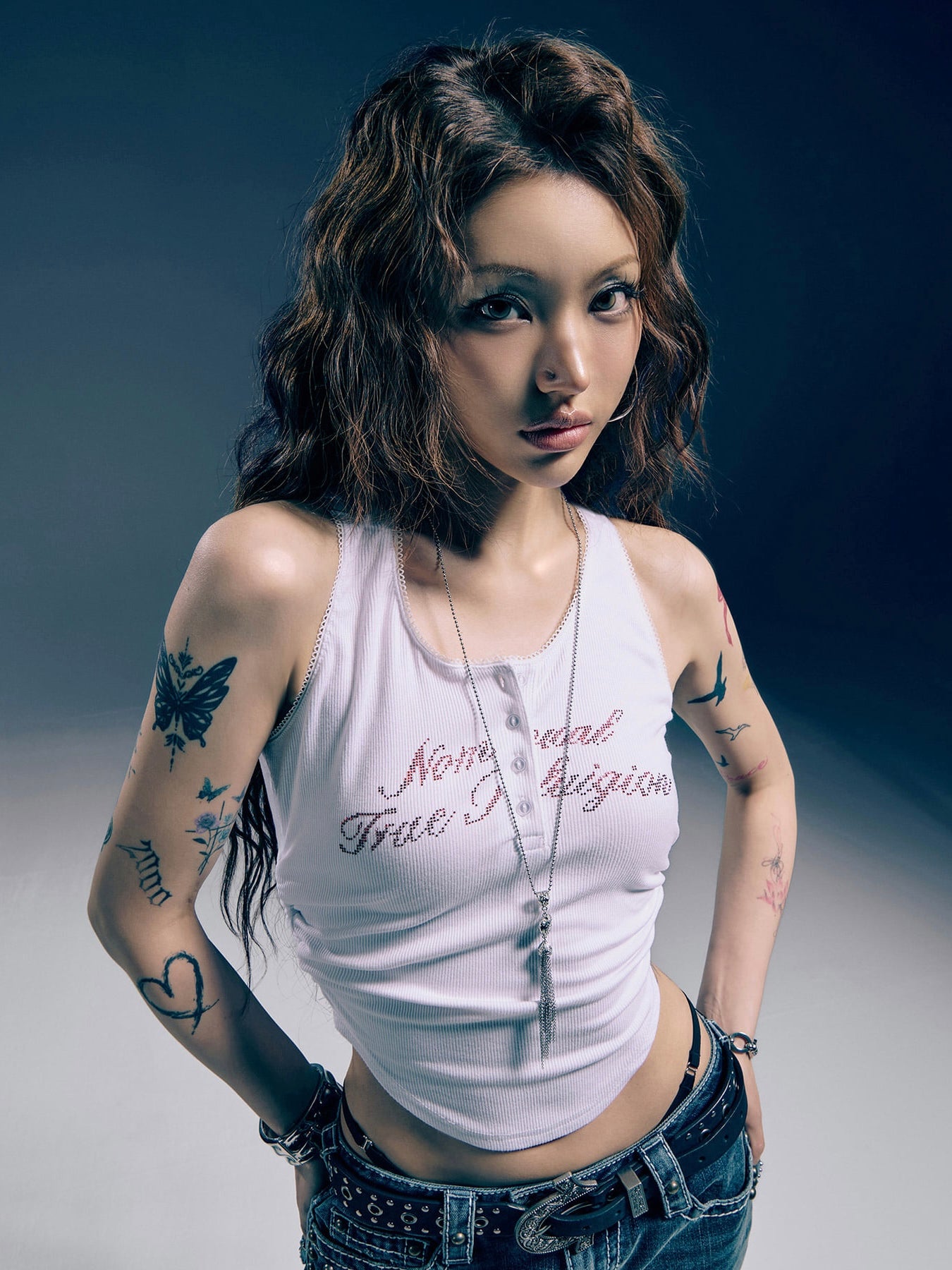 【NOMANUAL×TRUE RELIGION】NO RELIGION SHIRRING SLEEVELESS TEE