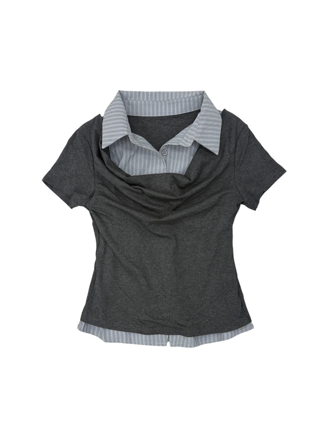 7/10 20:00発売 受注制【nmtc+】Layered Draped Shirring Shirt Top (2color)