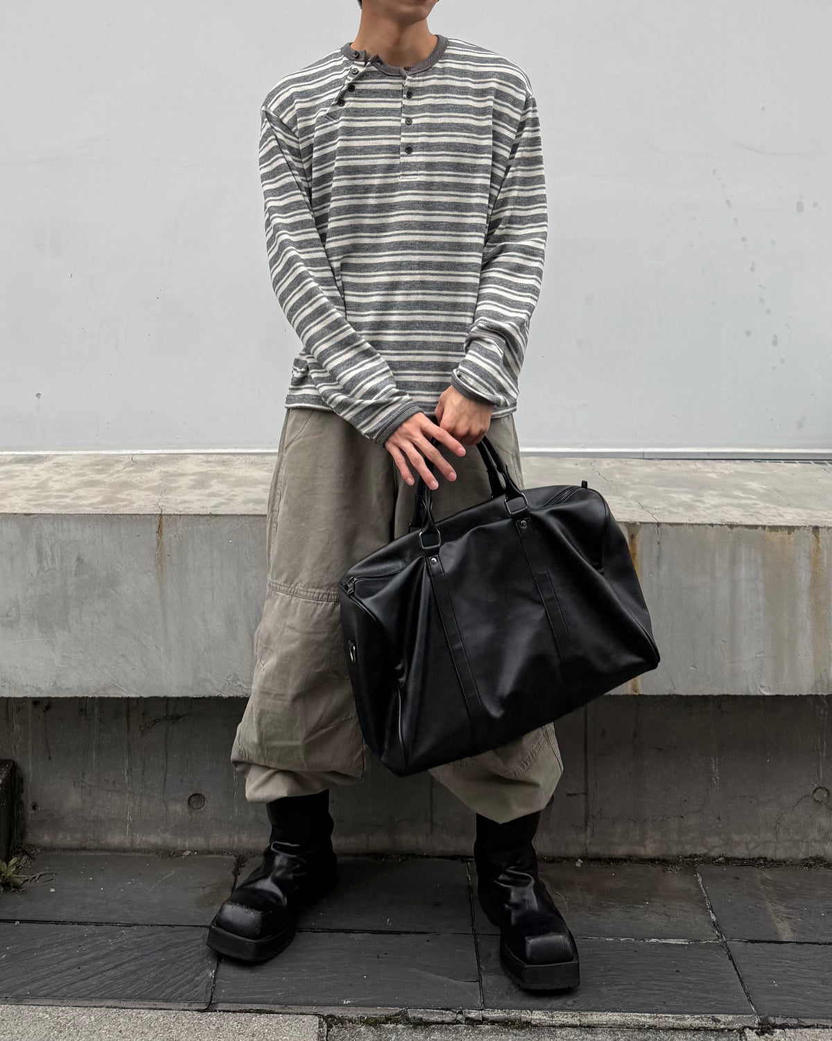 【youll】Asymmetry border henley long sleeve (3color)