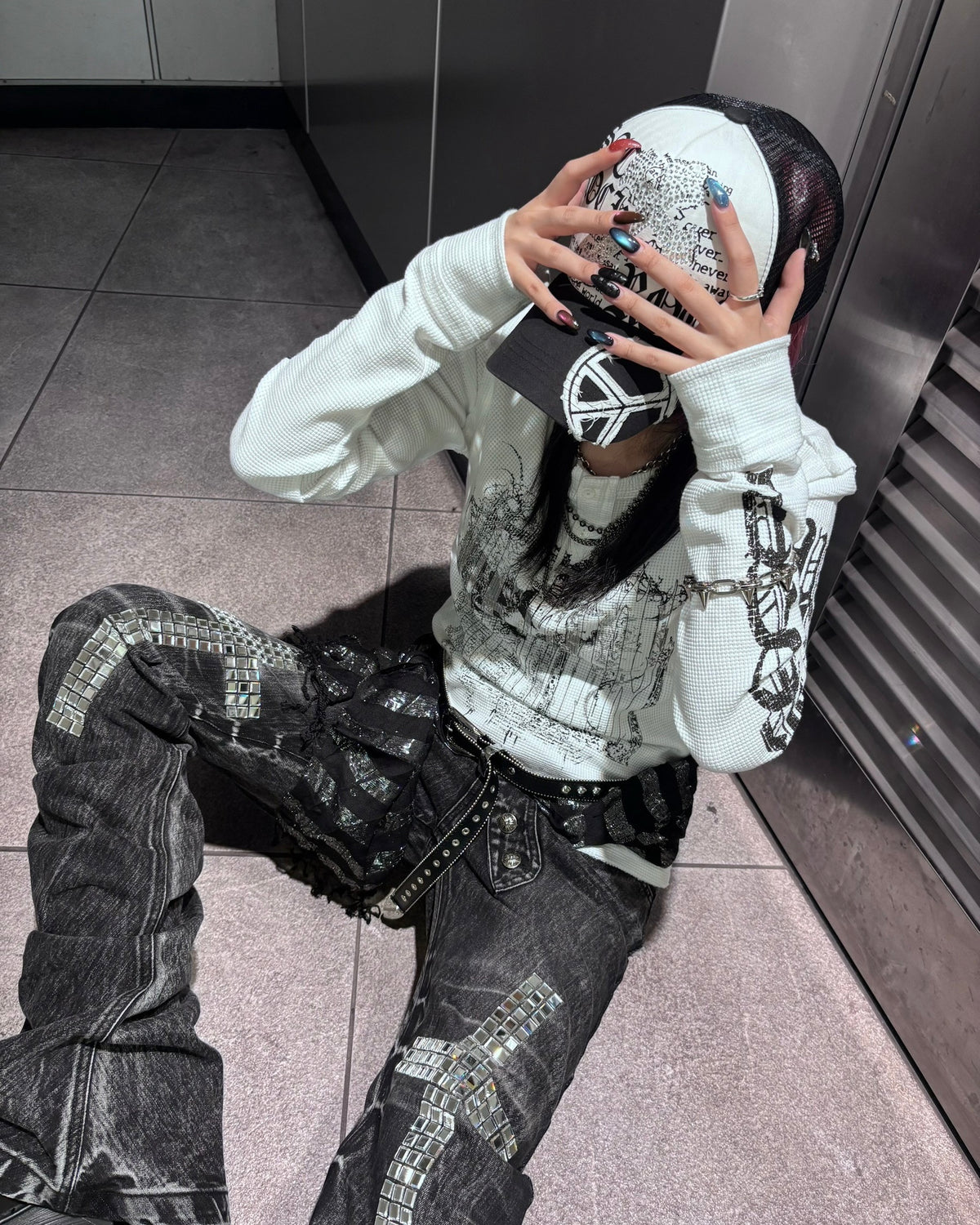 国際配送【BABY09】dark waffle long sleeve