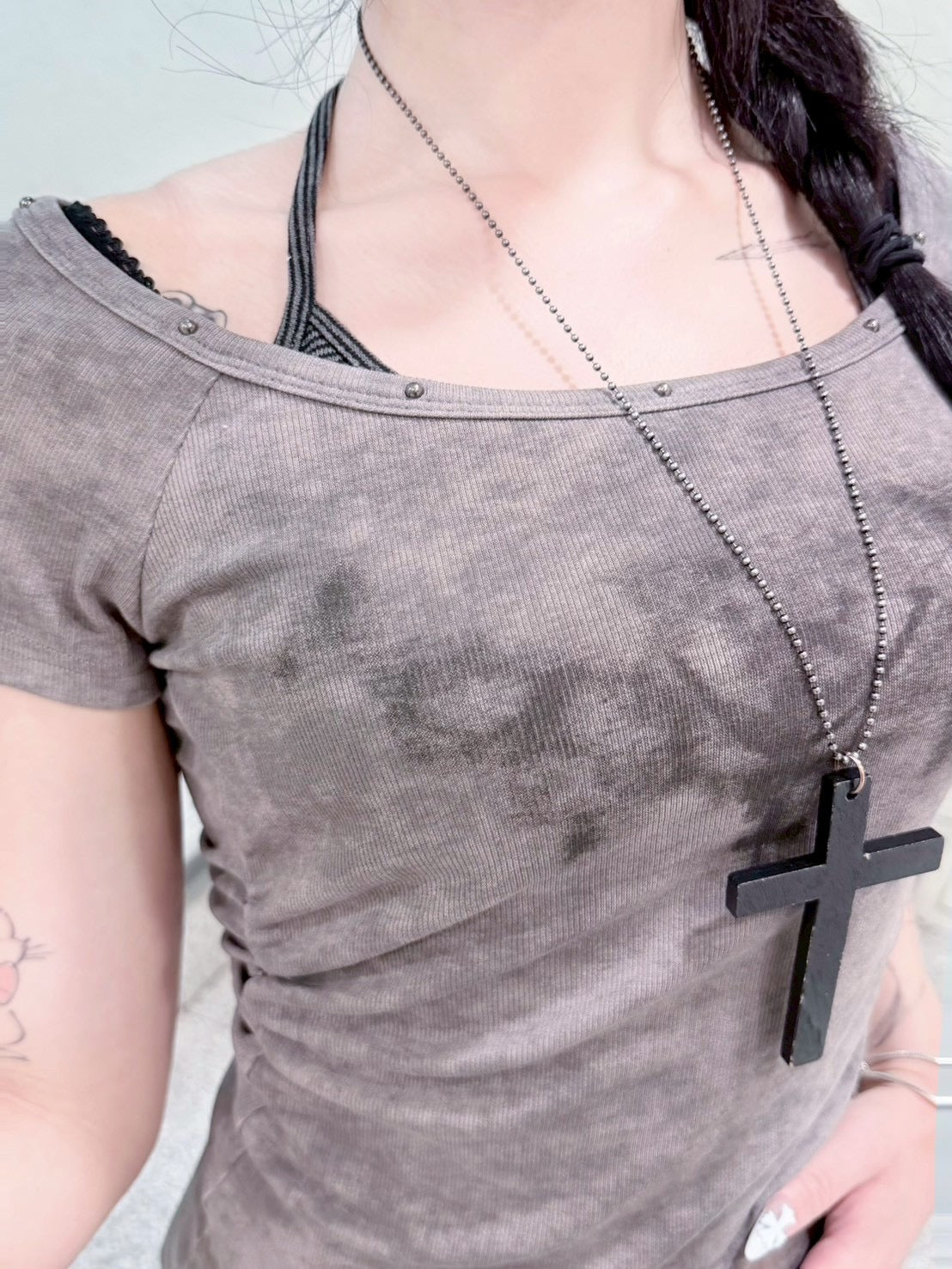 受注制【nmtc+】Ink Layered Halter Neck Tee (3color)