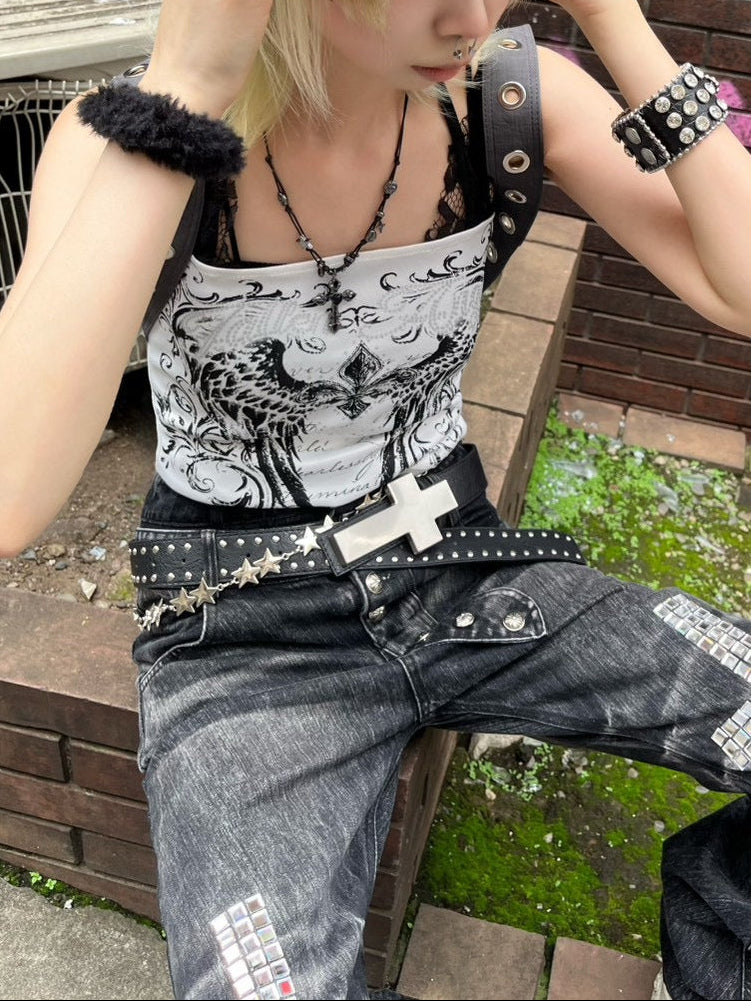 7/11 20:00発売　国際配送【BABY09】cross studs belt