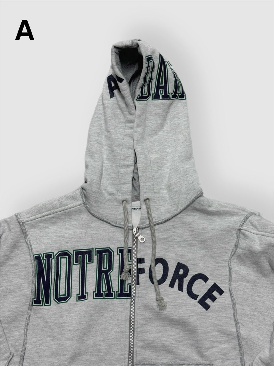 【Re +】double zip cutting switch hoodie (gray)