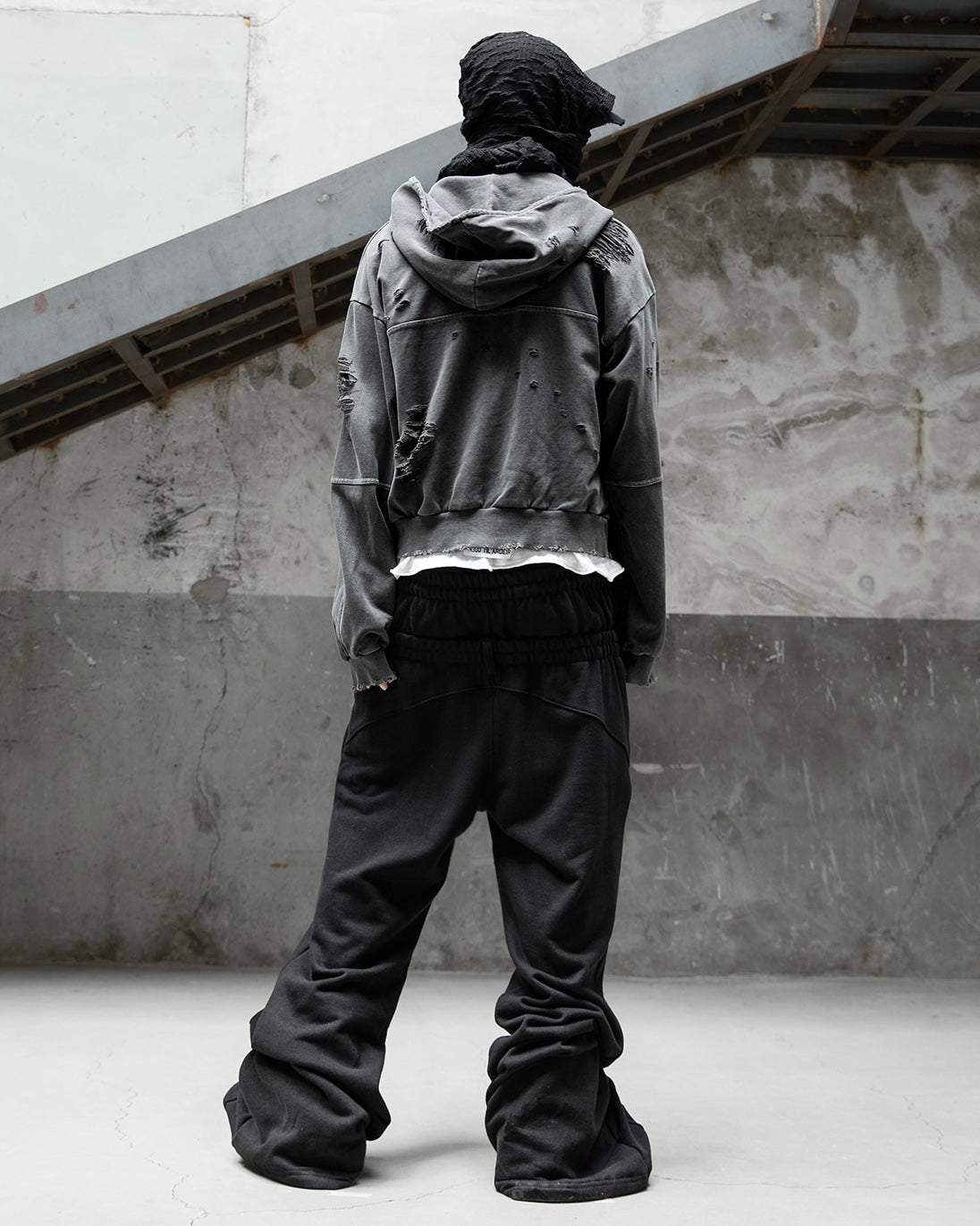 【roaringrad】Damage Crop Hoodie Jacket