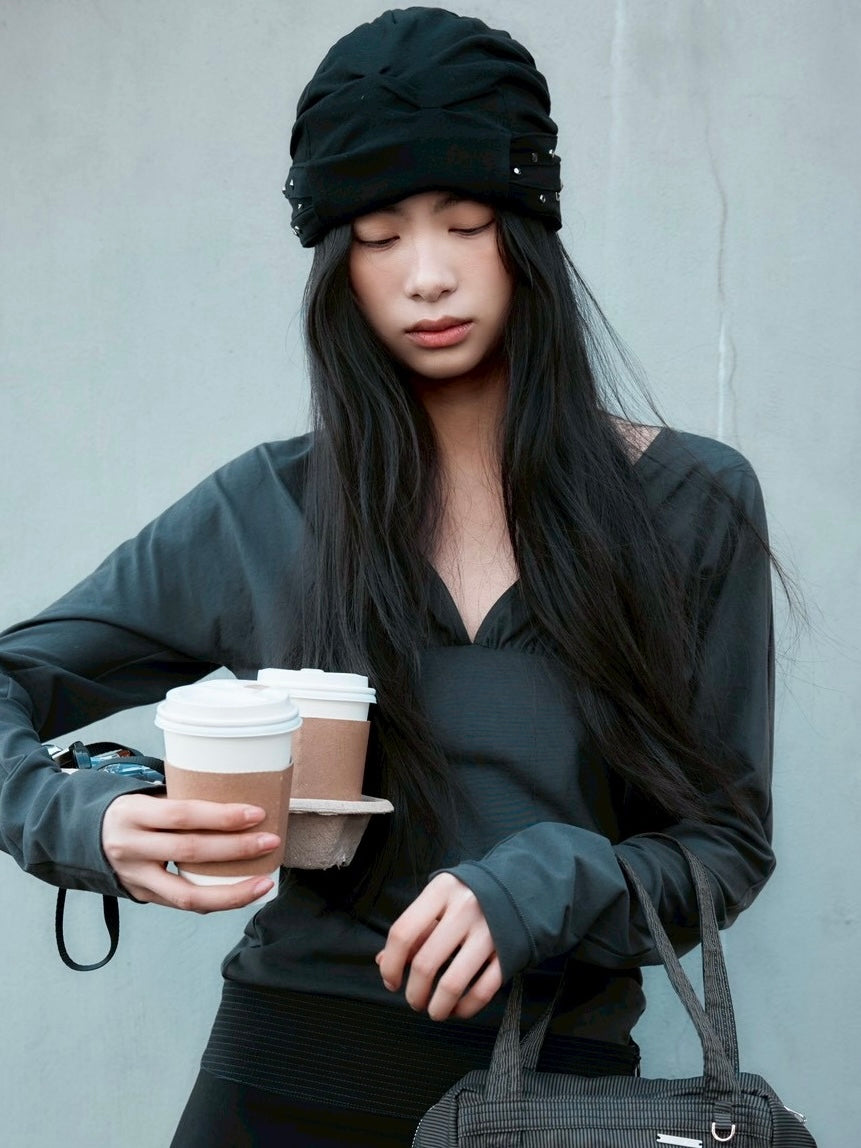 【YEOMIM x Miseki seoul】stud shirring band beanie