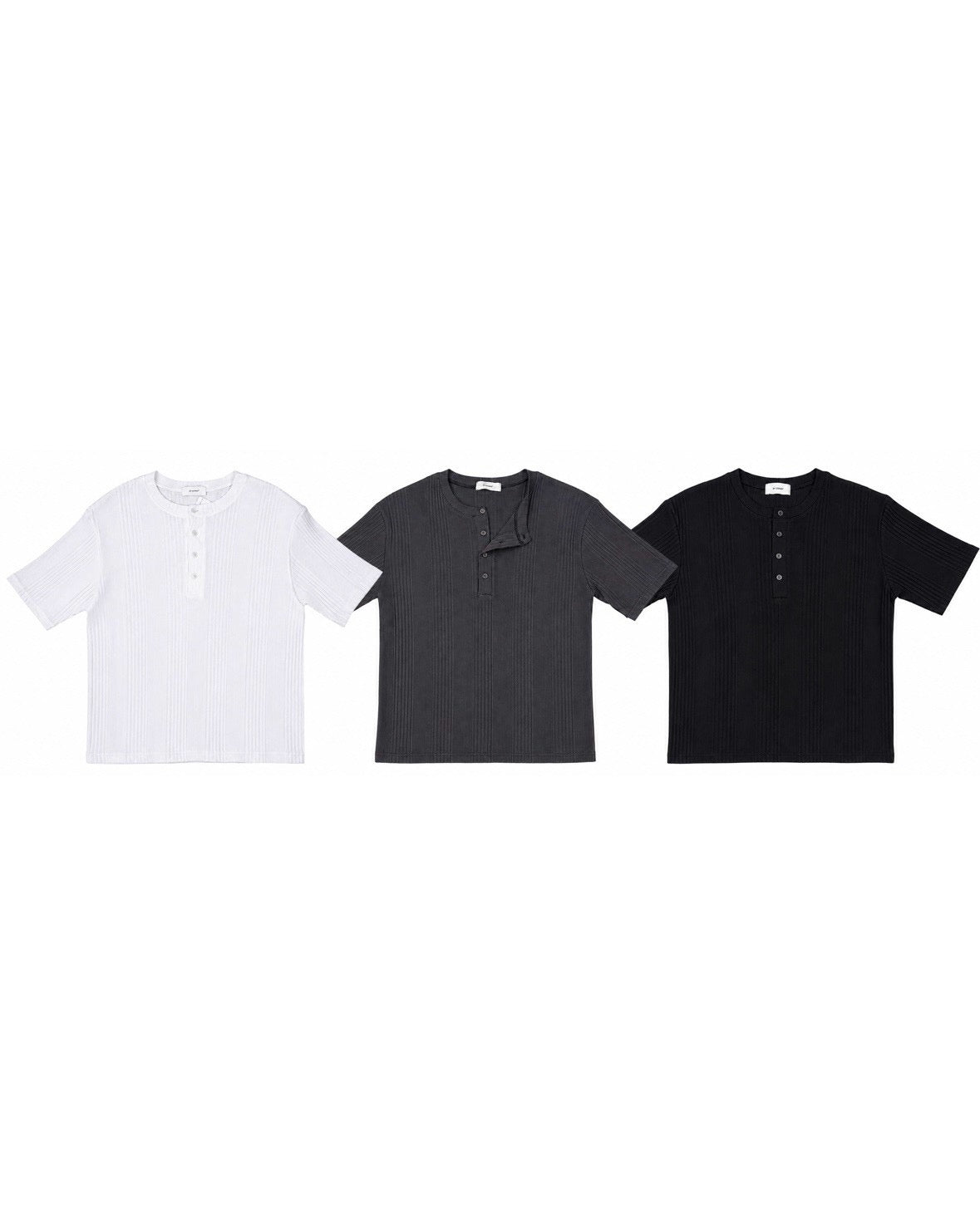 受注制【nmtc+】Ribbed Henley Neck Tee (3color)