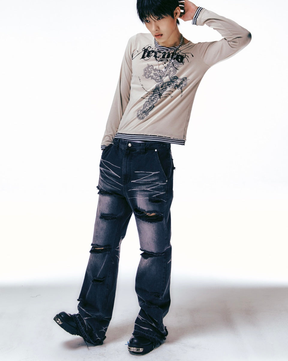 【LECYTO】Xenon Cross Stripe T-Shirt