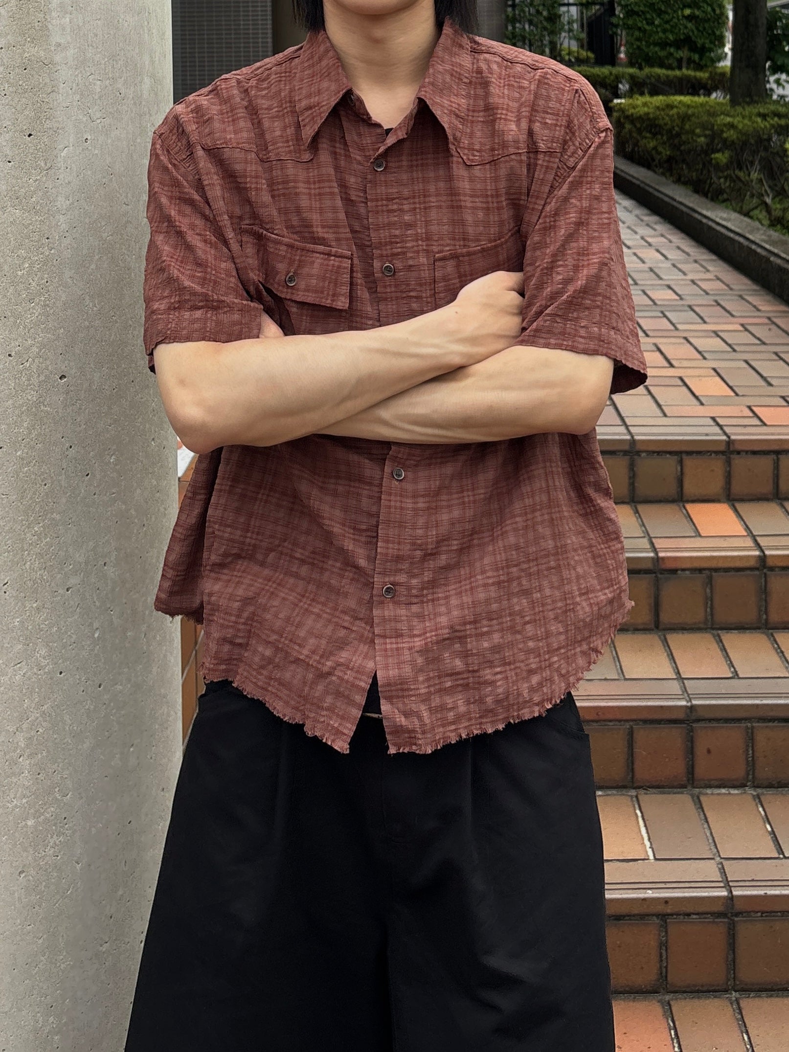 受注制【youll】Cut off half sleeve check shirt (3color)