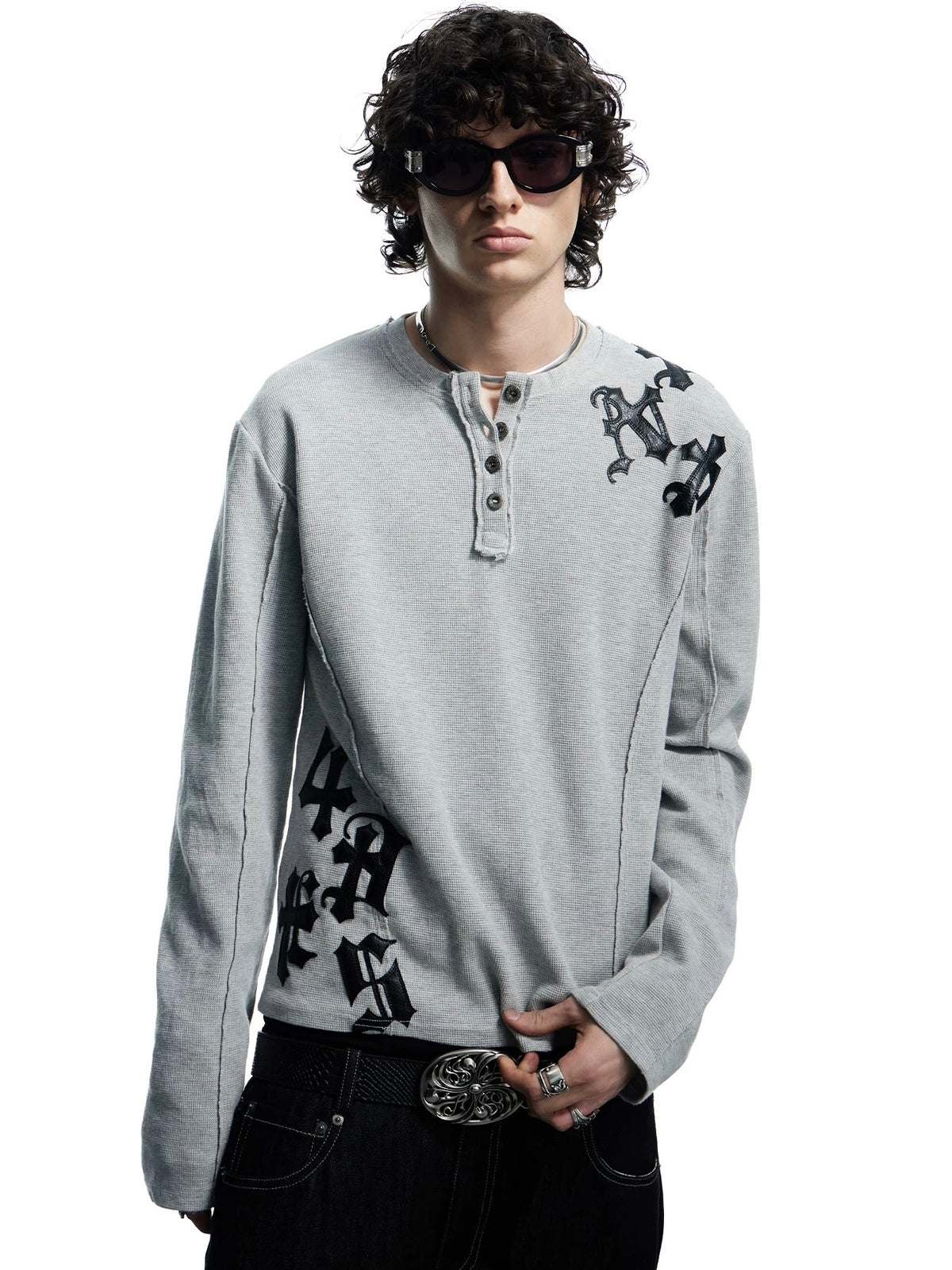 【DND4DES】Henley Collar Patch Long Sleeve