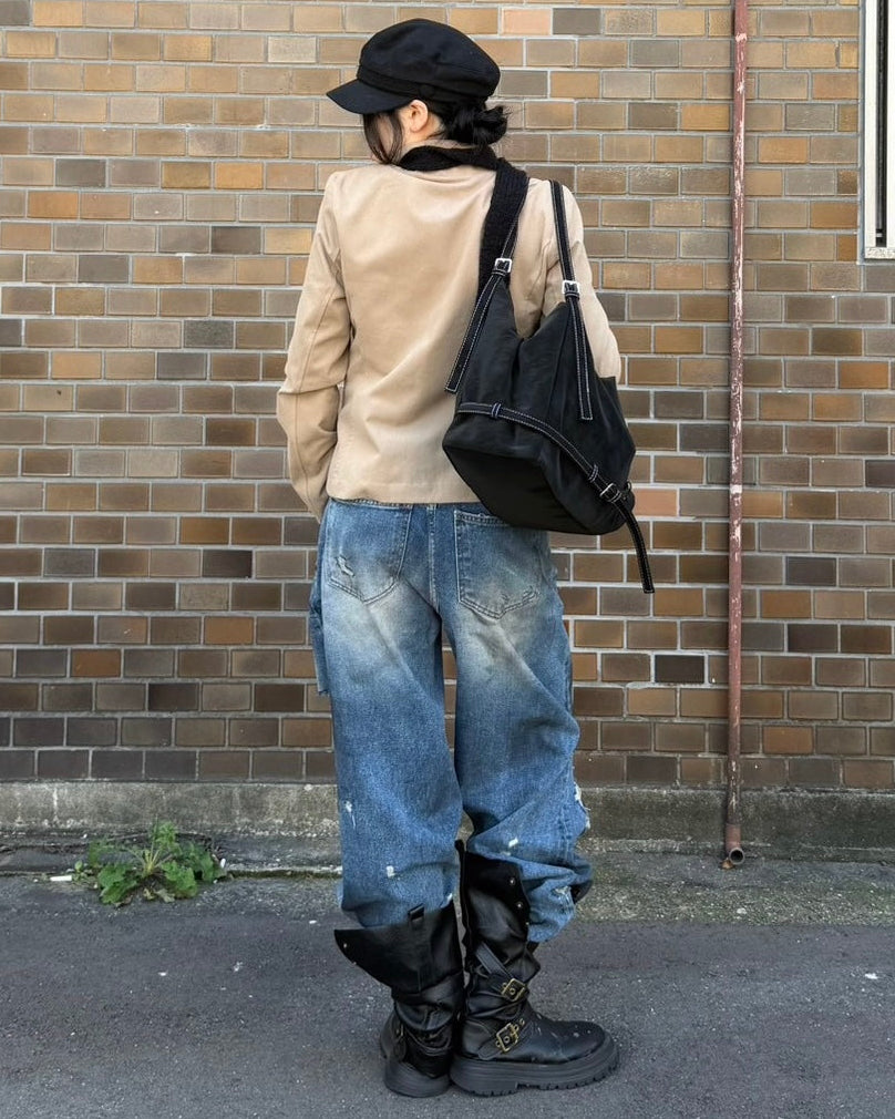 受注制【OaKS】low-neck slim-fit jacket (3color)