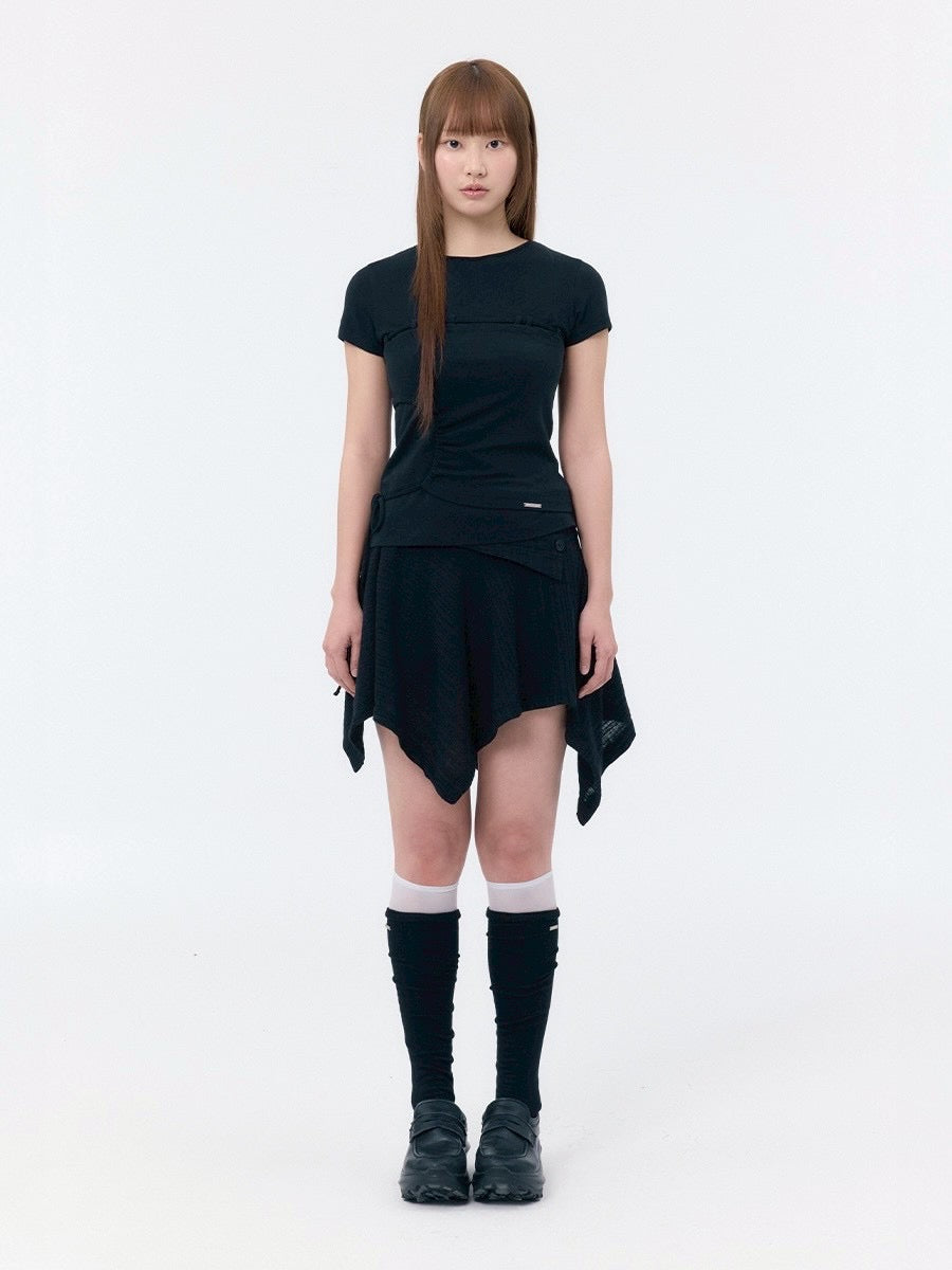 【Miseki seoul】String shirring short sleeve