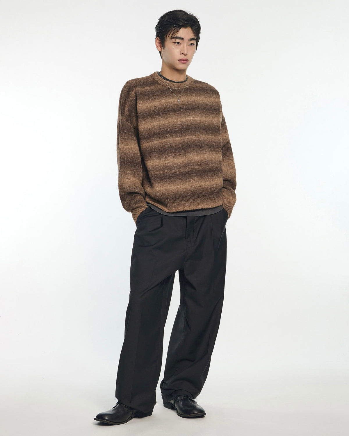 【NOMANUAL】CROPPED GRADATION KNIT