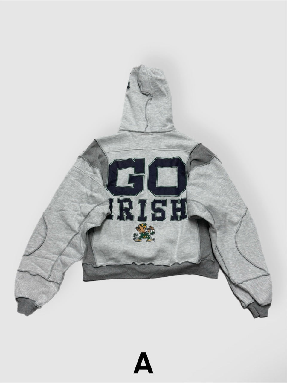 【Re +】double zip cutting switch hoodie (gray)