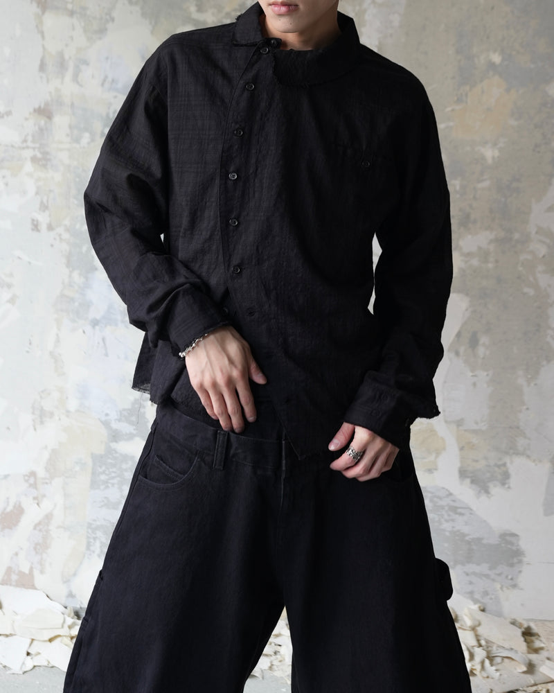 予約制【Lee fi Ne】Offset Sheer Check Shirt