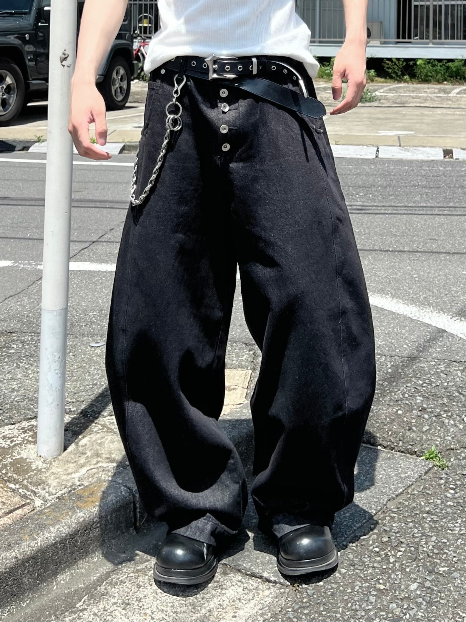 大阪店WEB限定受注制【Chikashitsu +】button fly ballon denim pants (2color)
