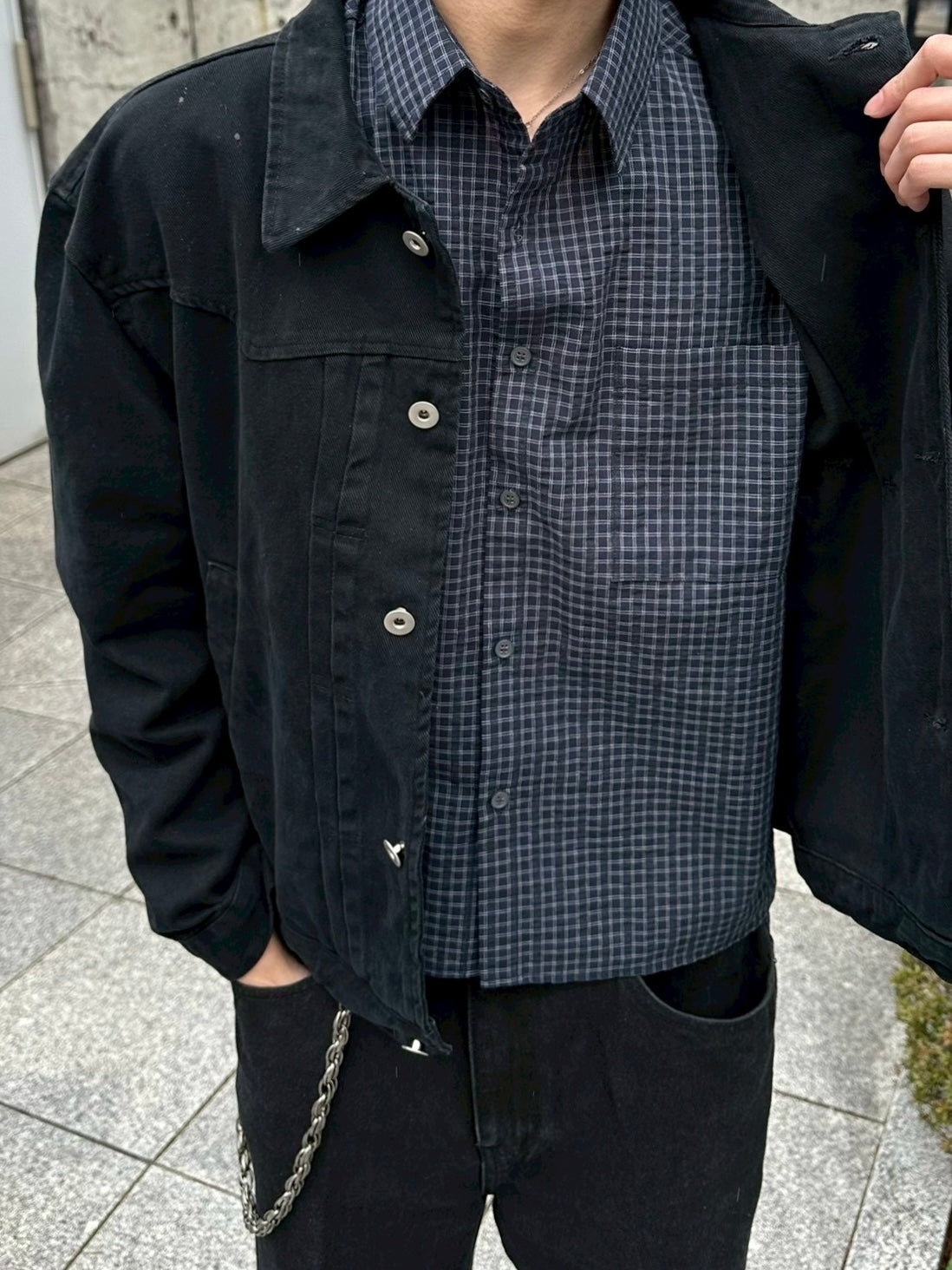 大阪店WEB限定受注制【Chikashitsu +】modern crop check shirt (2color)