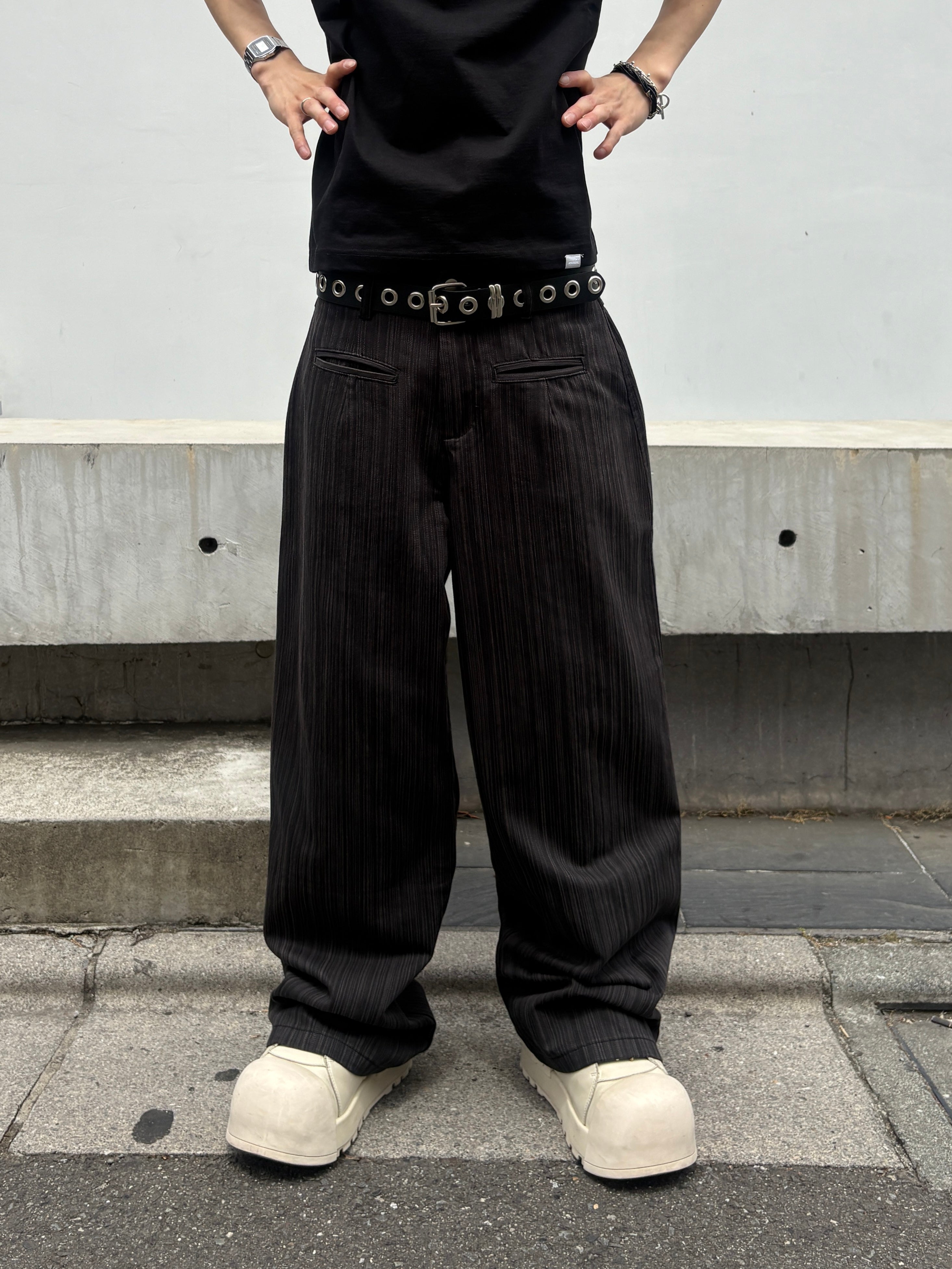 受注制【youll】Shadow stripe slacks