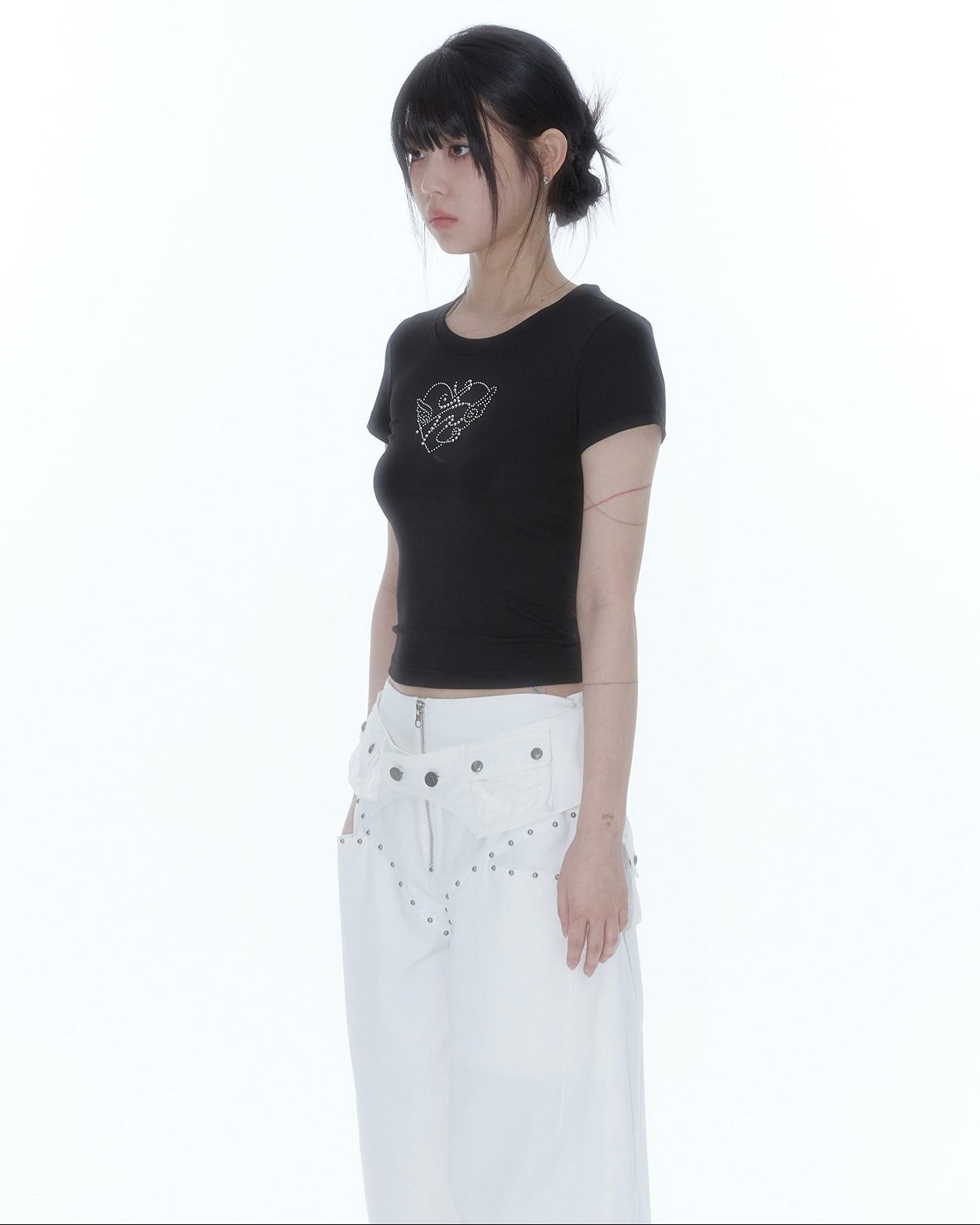 【Kashiko】Flower Heart Baby Tee