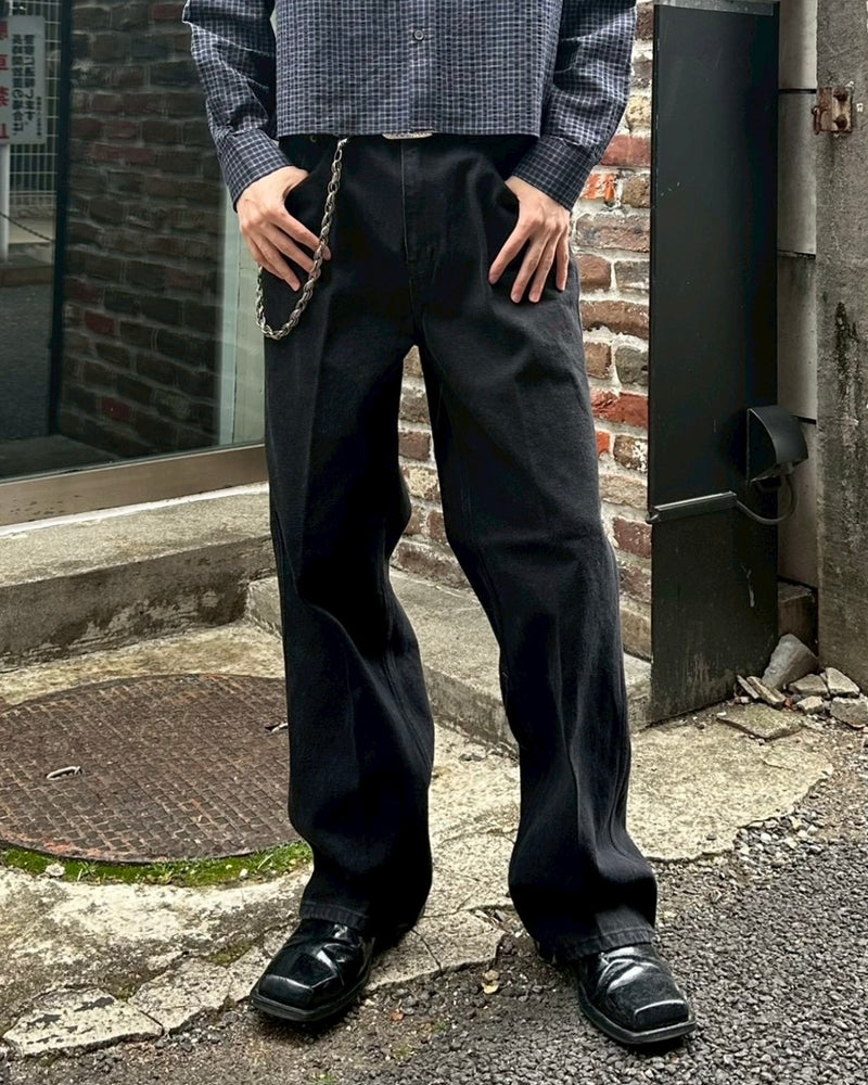 大阪店WEB限定受注制【Chikashitsu +】slim straight denim pants