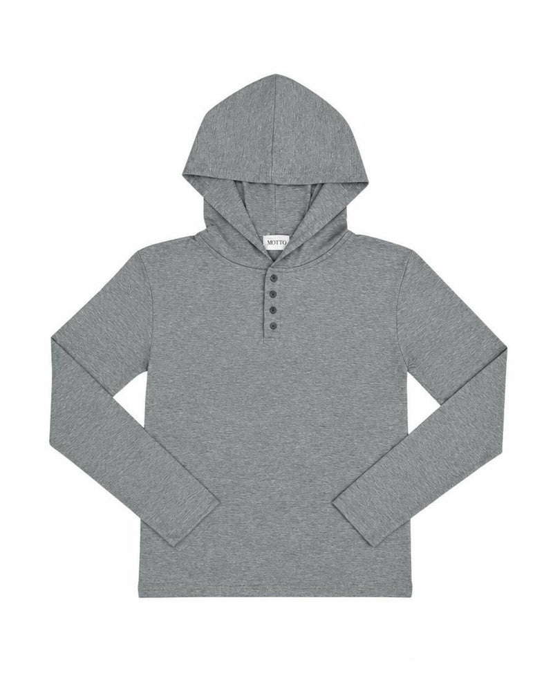 受注制【nmtc+】Henley neck hooded top (2color)