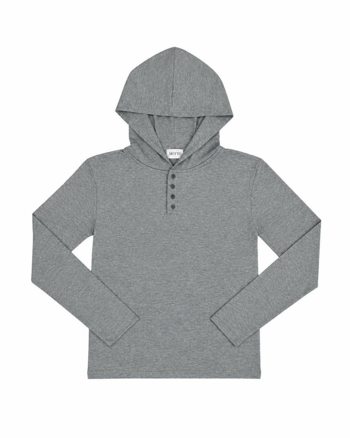 受注制【nmtc+】Henley neck hooded top (2color)