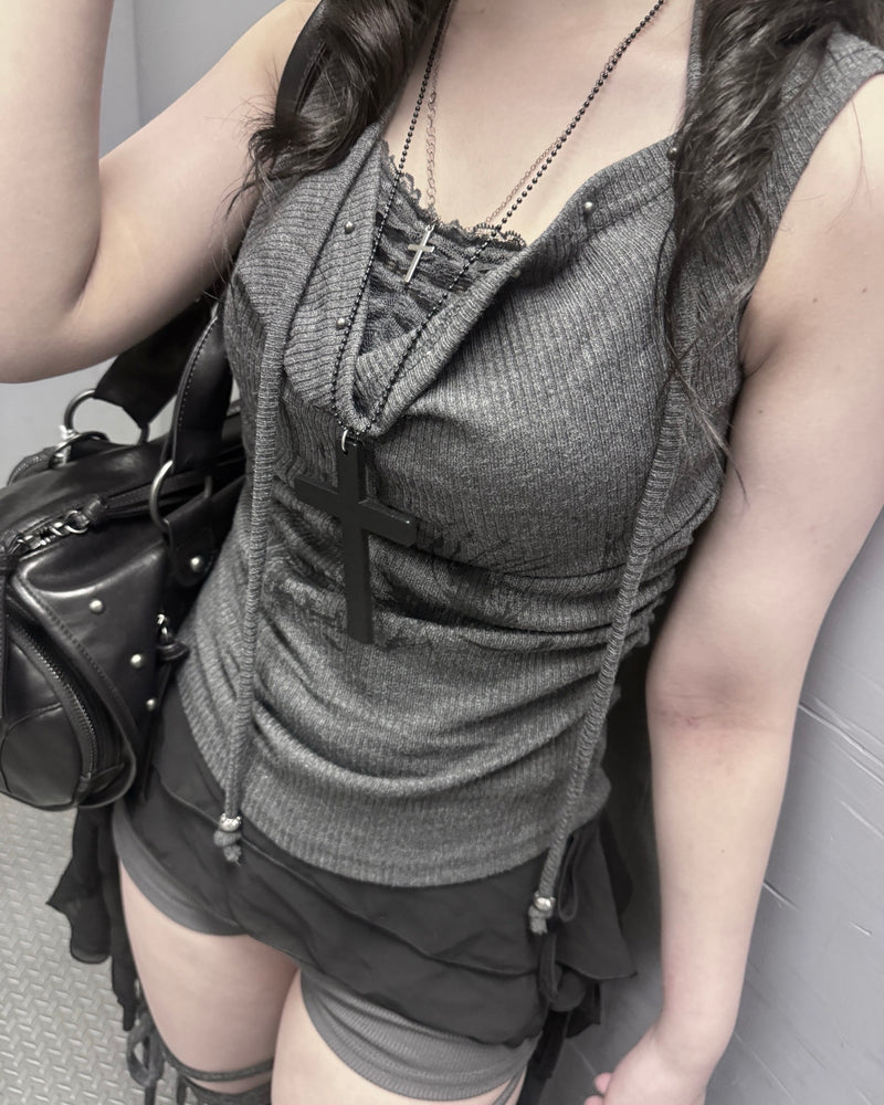 受注制【nmtc+】Doodle Lace Sleeveless Tee Muffler Set (2color)