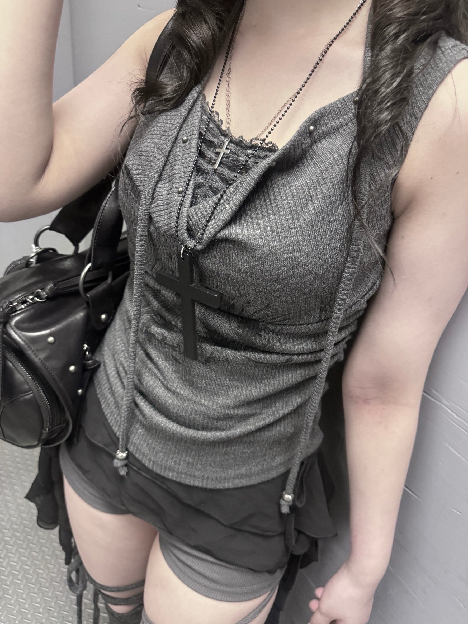 受注制【nmtc+】Doodle Lace Sleeveless Tee Muffler Set (2color)