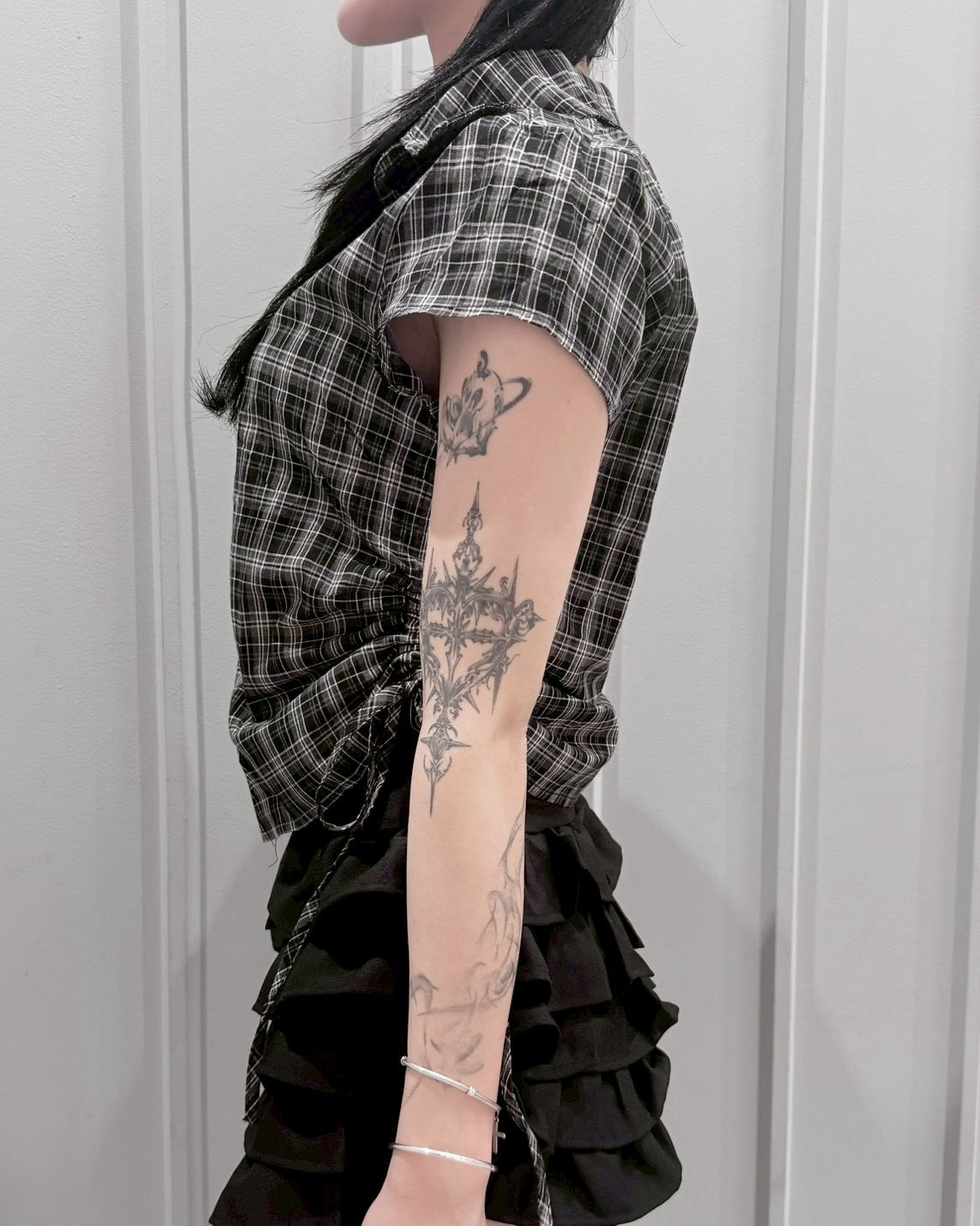 受注制【nmtc+】Drawstring Check Shirt