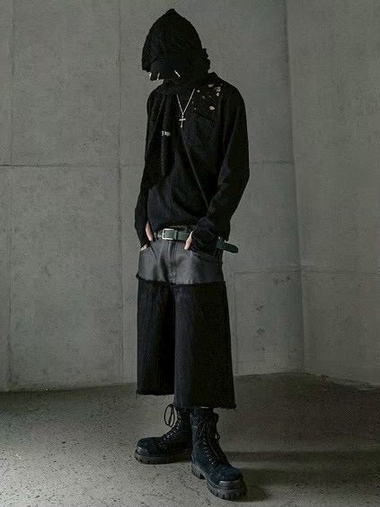 【roaringrad】Layered Carbon Bermuda Denim Pants