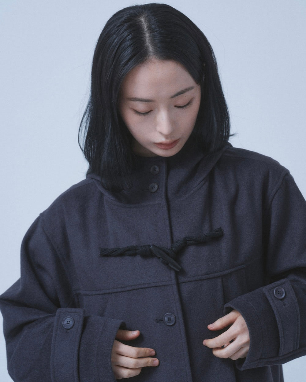 【TUOMIO】PLEATED TOGGLE WOOL COAT
