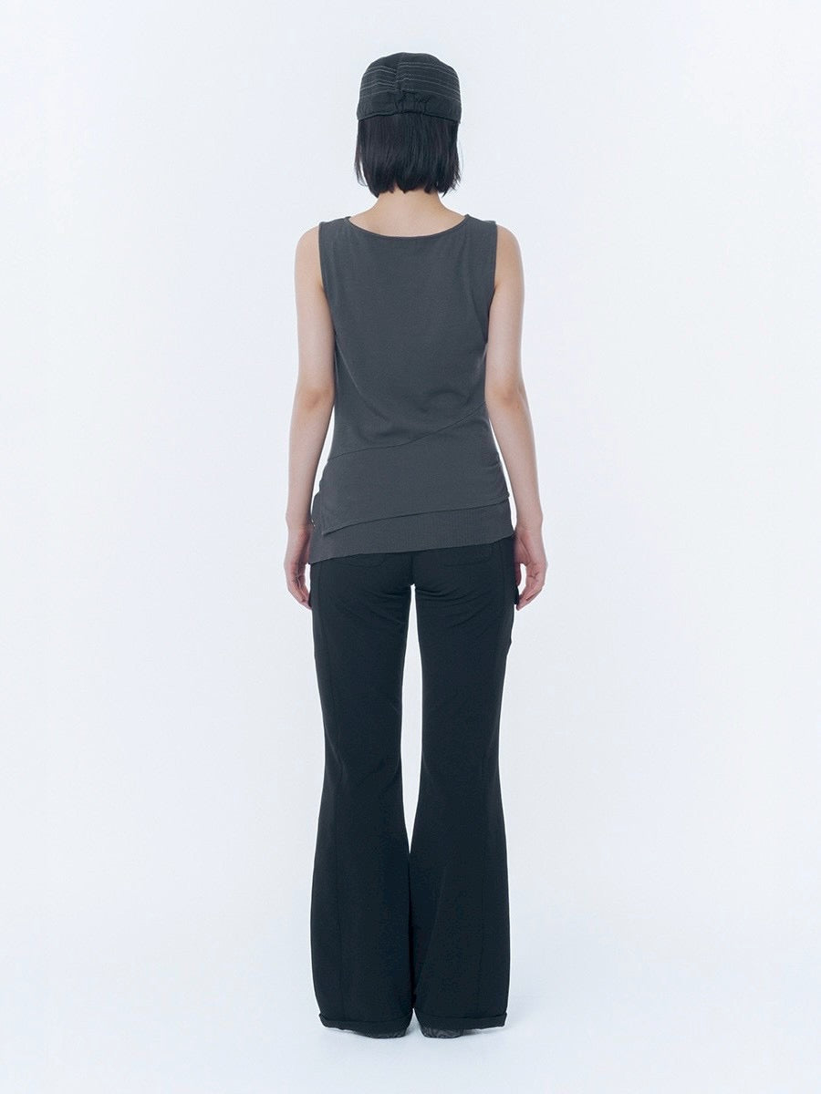 【Miseki seoul】Unbalanced sheer layered sleeveless