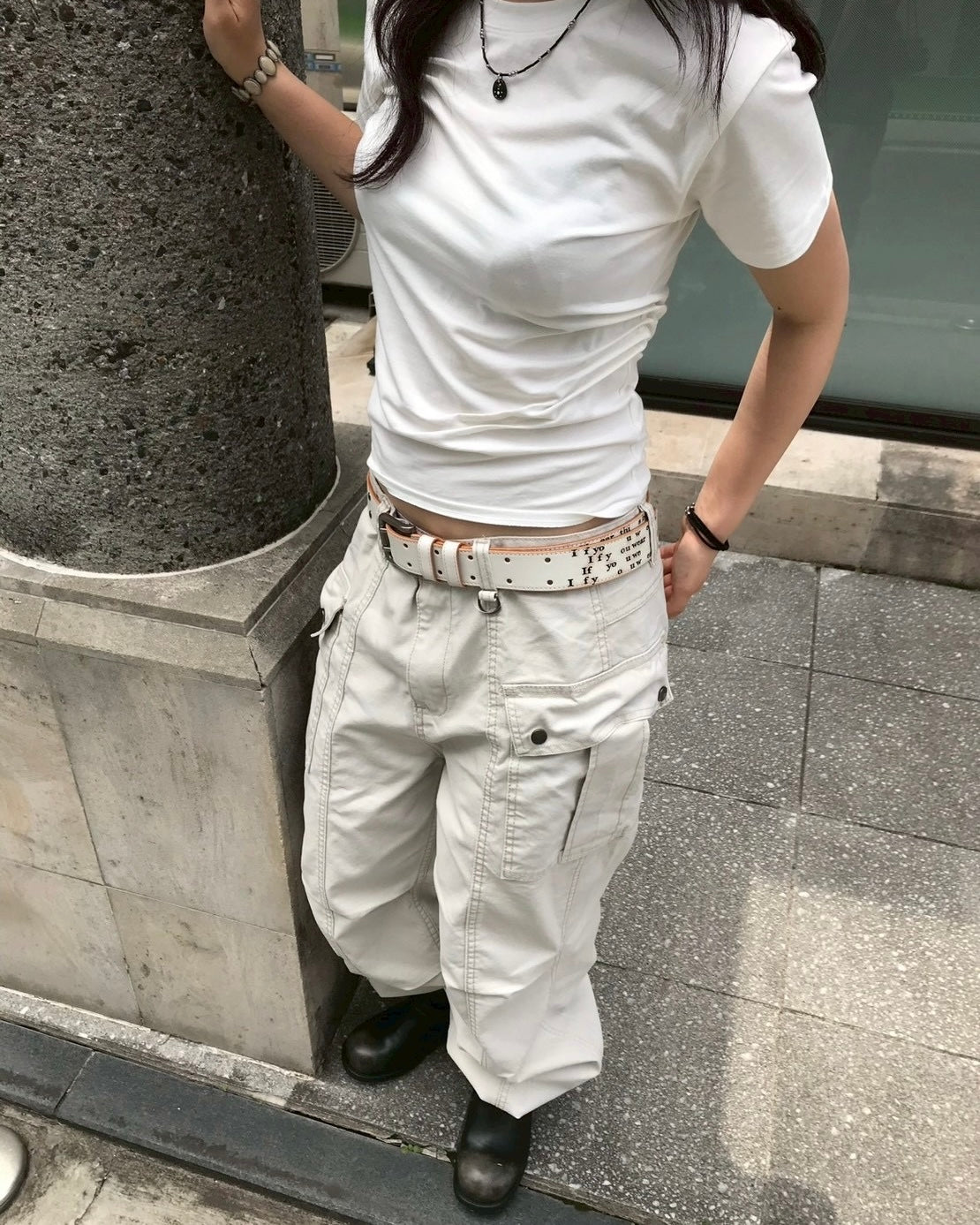 【OaKS】Deep-dyed Cut-out Pants (2color)