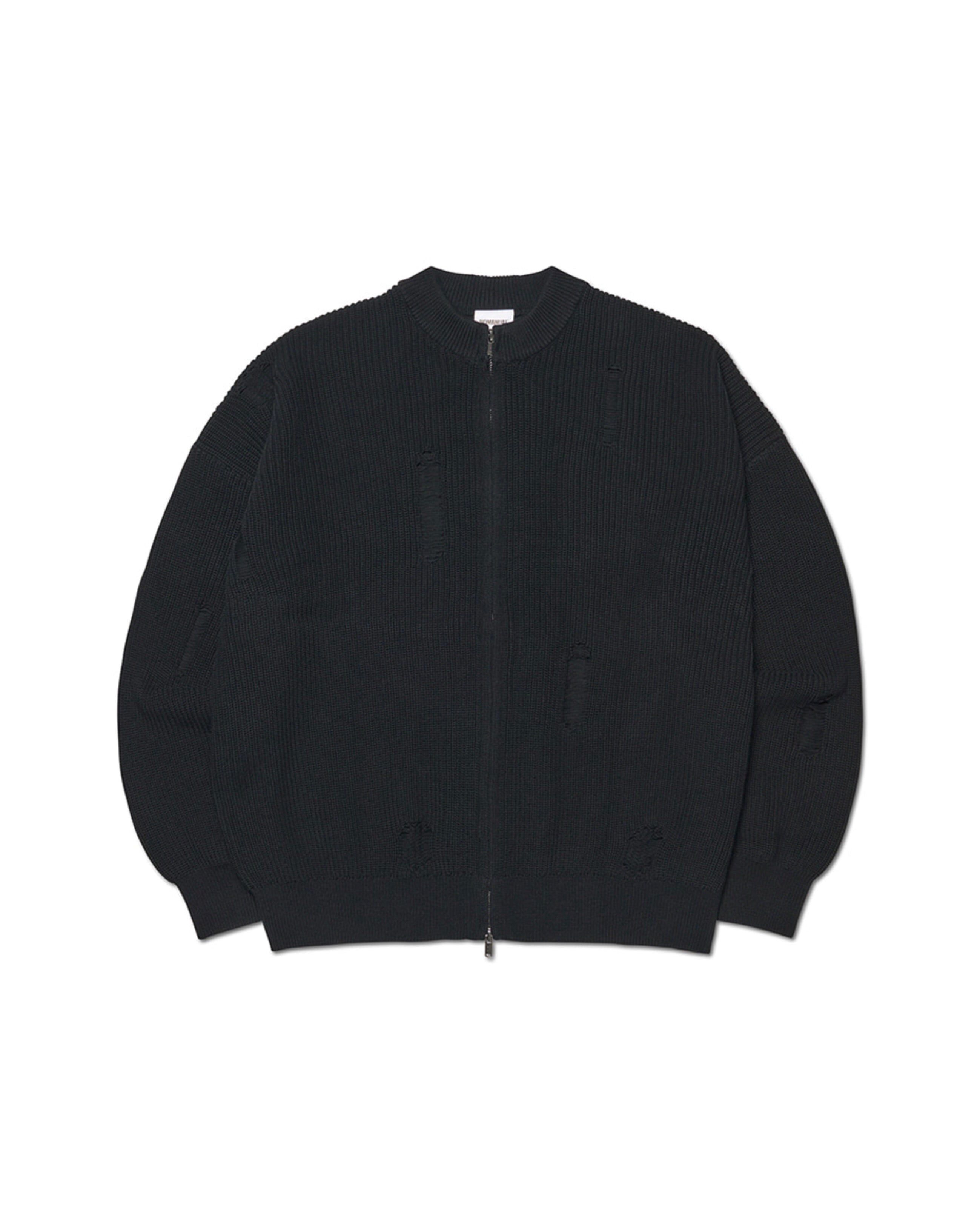 【NOMANUAL】DESTROYED KNIT ZIP-UP