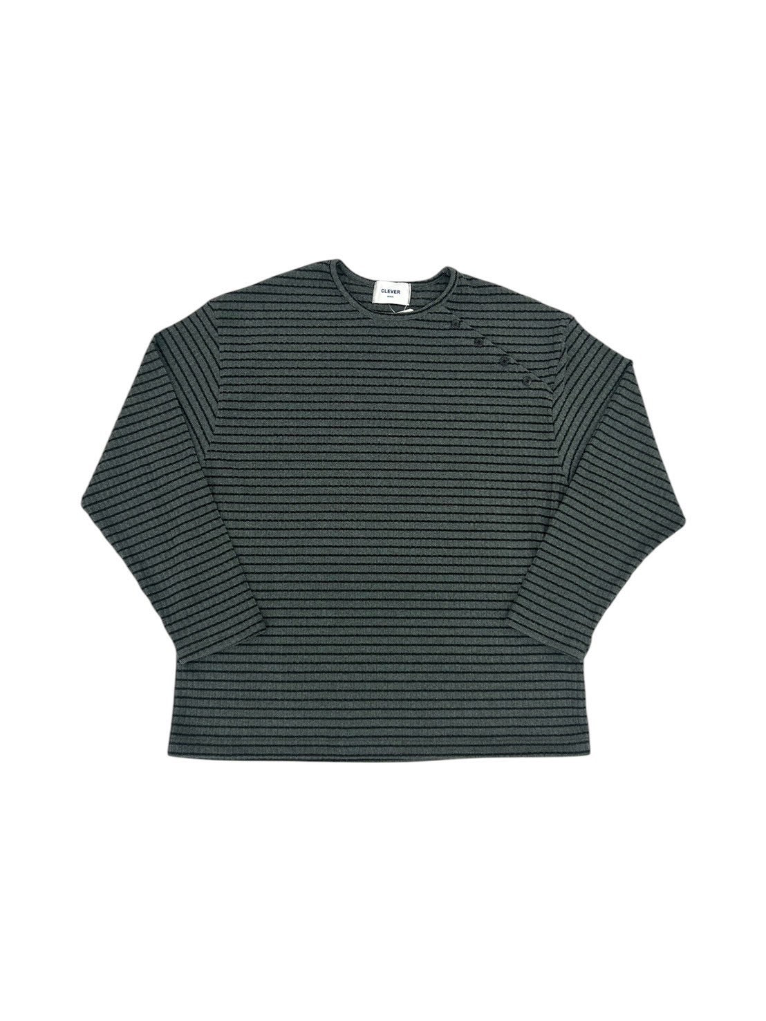 受注制【nmtc+】diagonal button border long sleeve (2color)