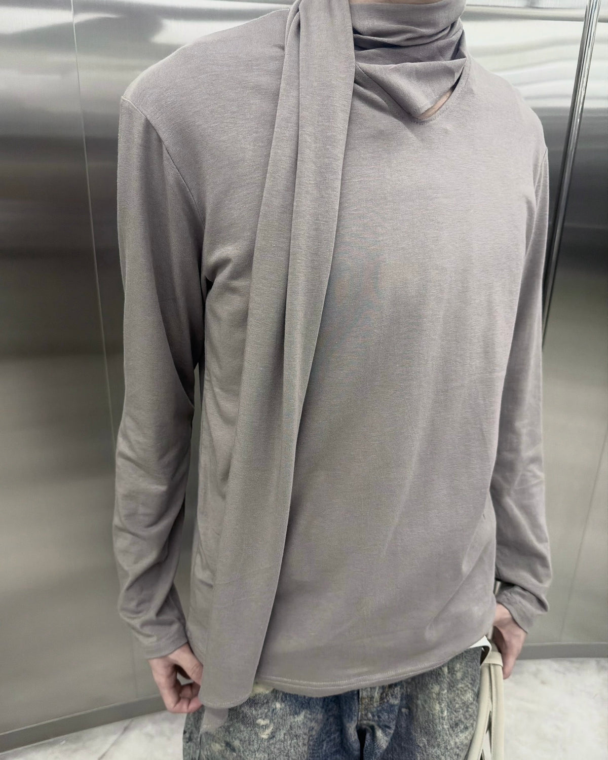 受注制【nmtc+】Draped Scarf Neck Top (2color)