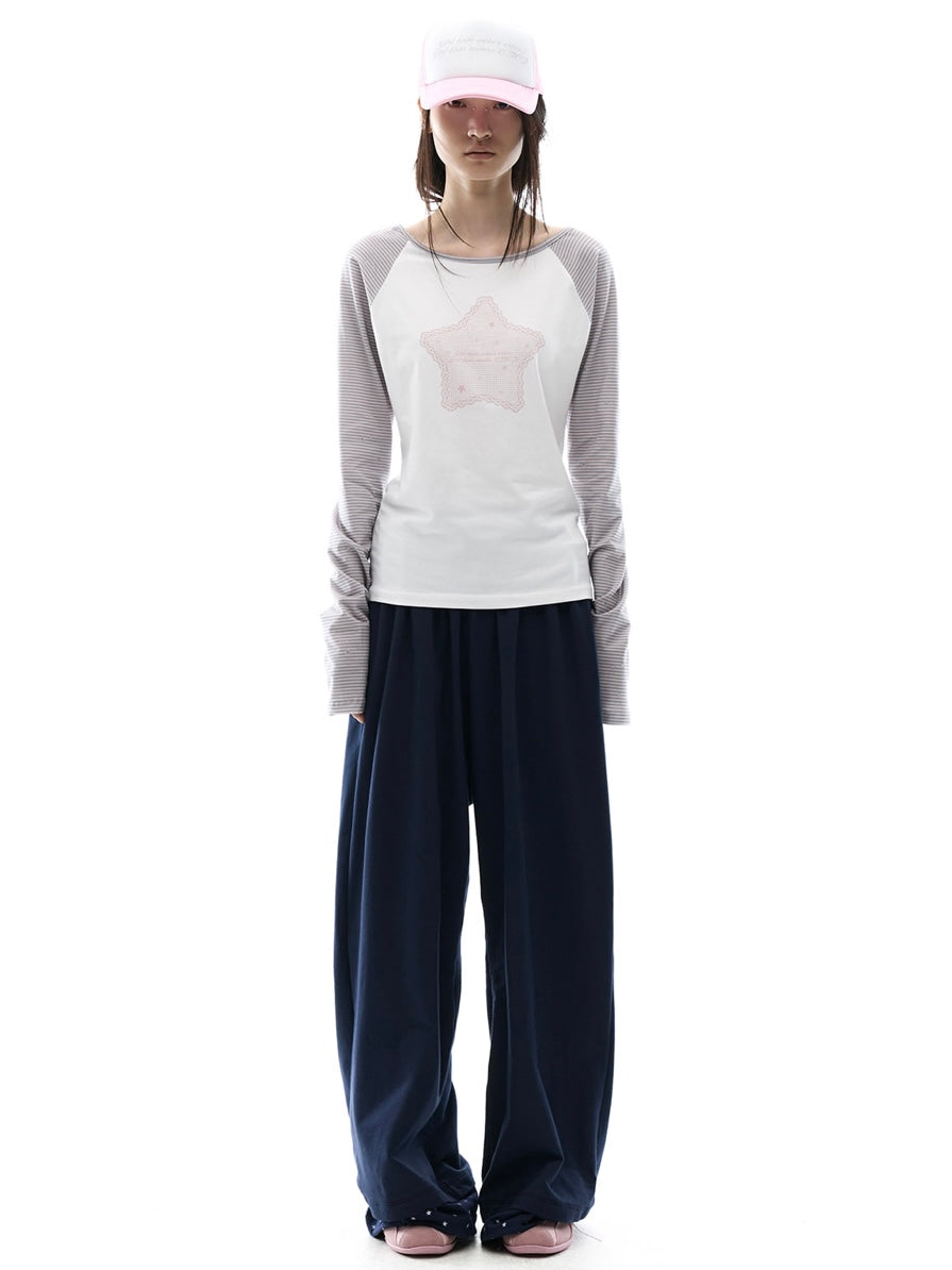 【OJOS】Hotfix Logo Wide Sweatpants
