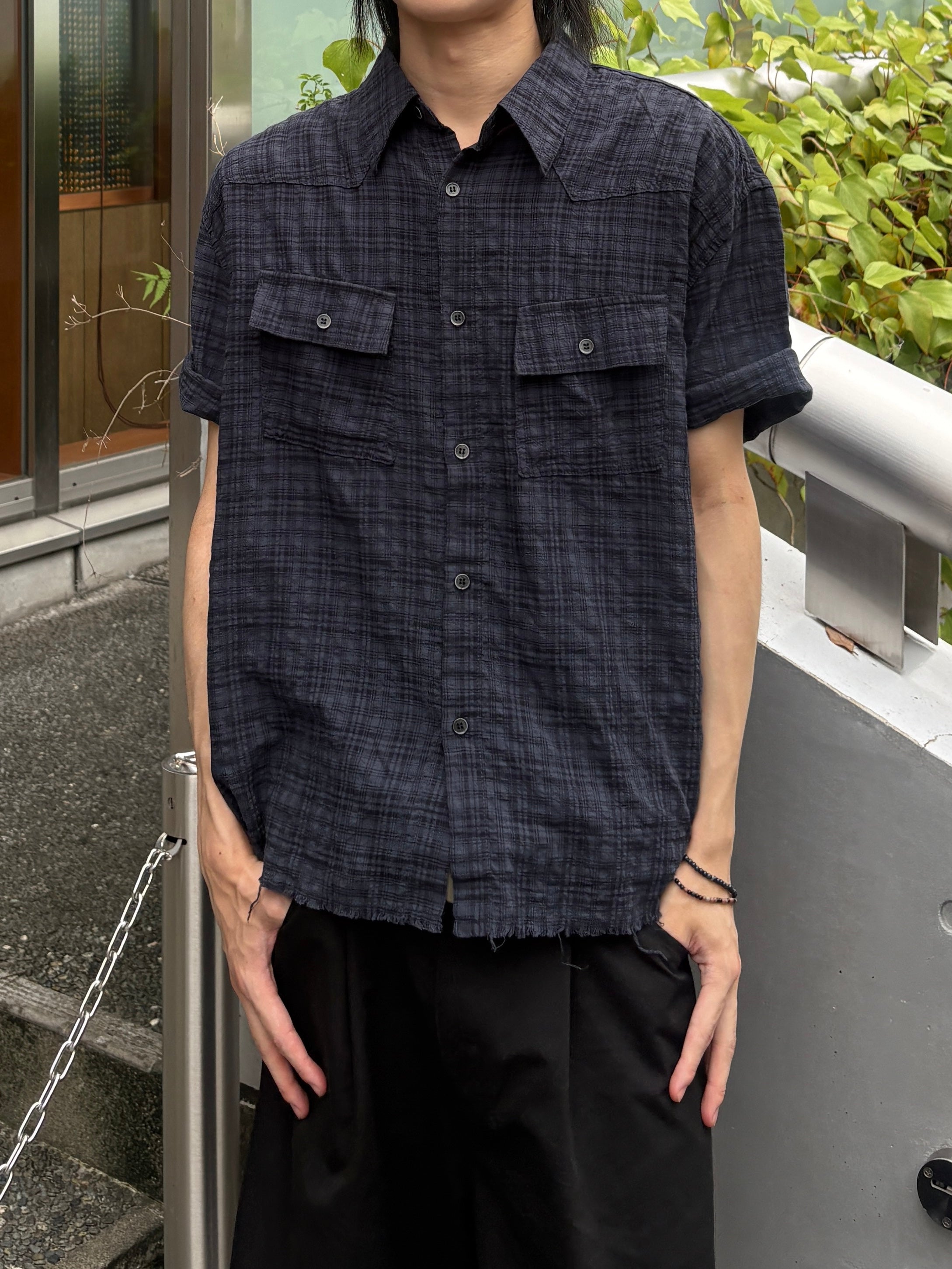 受注制【youll】Cut off half sleeve check shirt (3color)