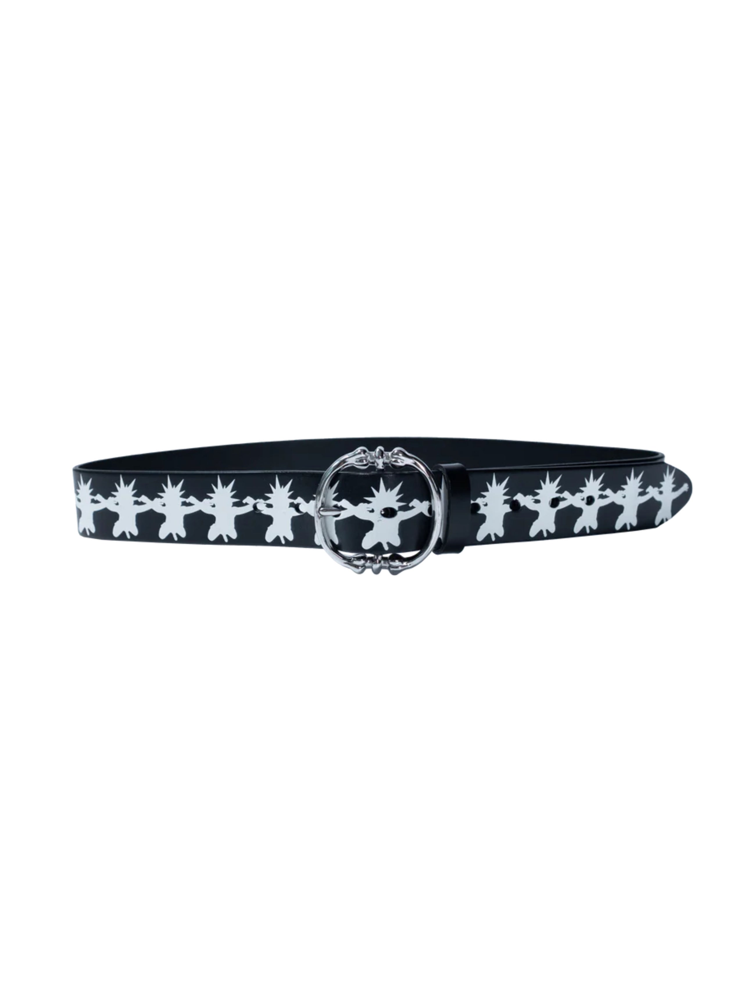 【F.V.V.O】Skull Kid Print Punk Leather Belt