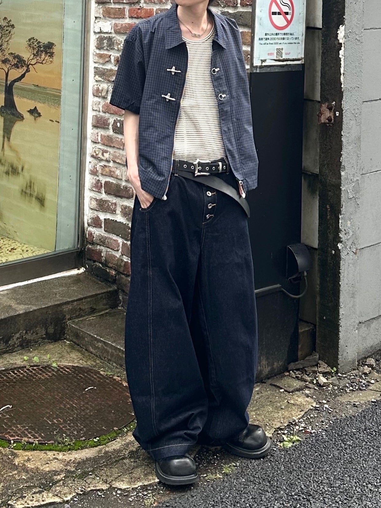 大阪店WEB限定受注制【Chikashitsu +】double buckle shirt jacket (2color)