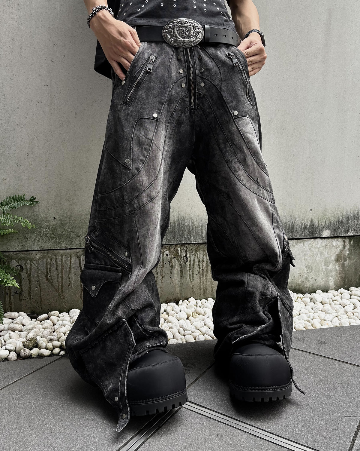 PRESSING別注【RICH】Knight Wide Dirty Washed Pants