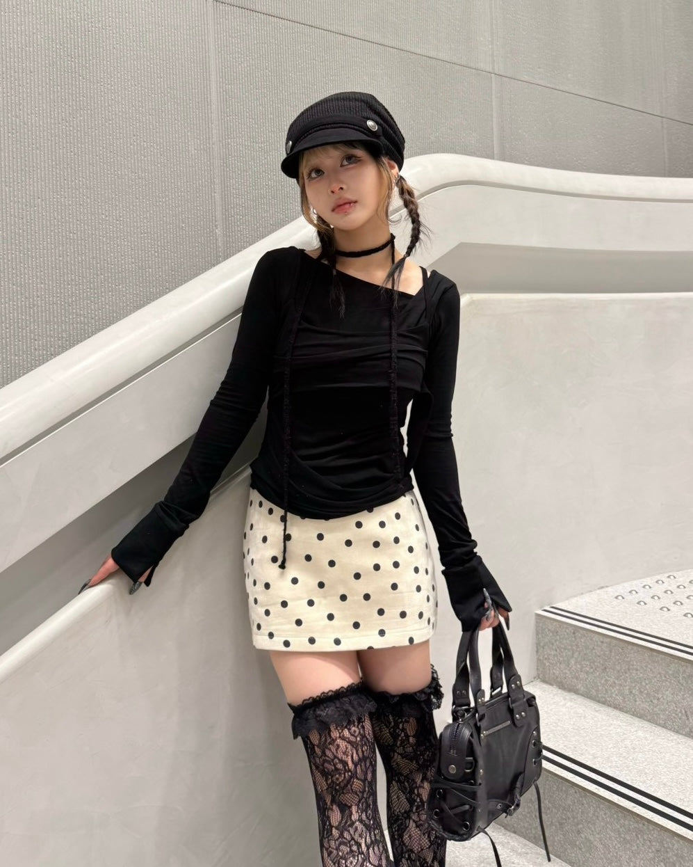 大阪店 WEB限定 受注制【Never mind the XU】Dot Muse Mini Skirt