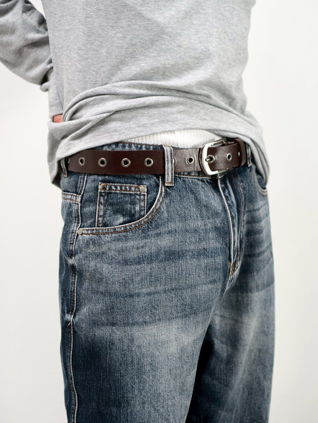 受注制【Chikashitsu +】vegan leather eyelet belt (2color)