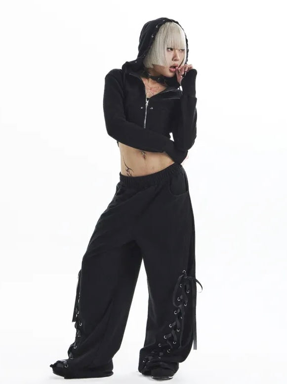 【KAIYA】tie me up hoodie zip-up