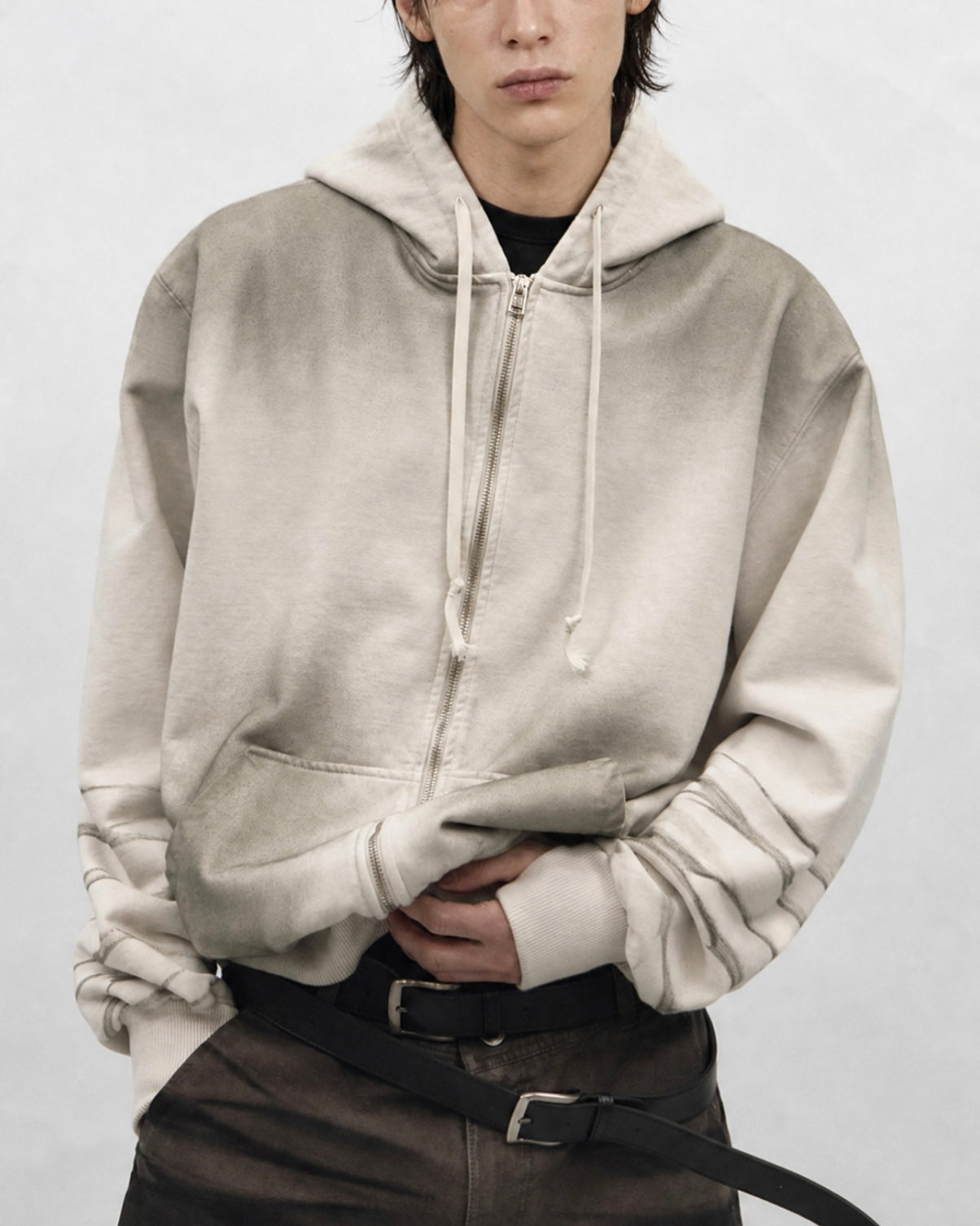 【BLR BLUER】Faded Layer Hoodie Zip-Up Jacket