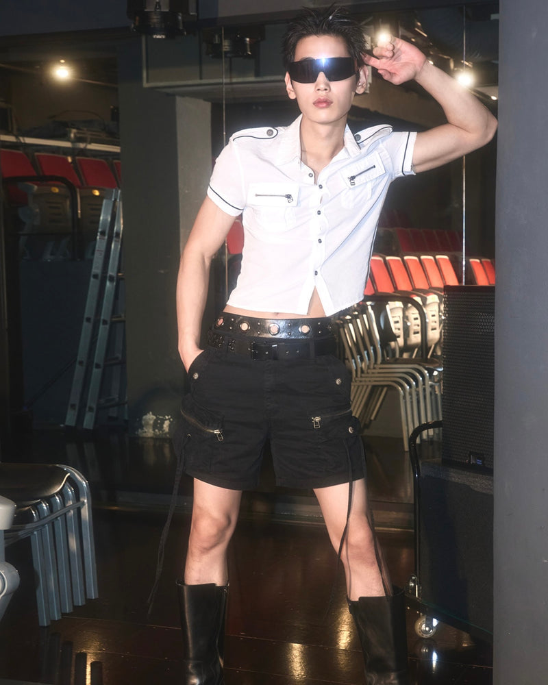 【LECYTO】Piping Military Half Shirt