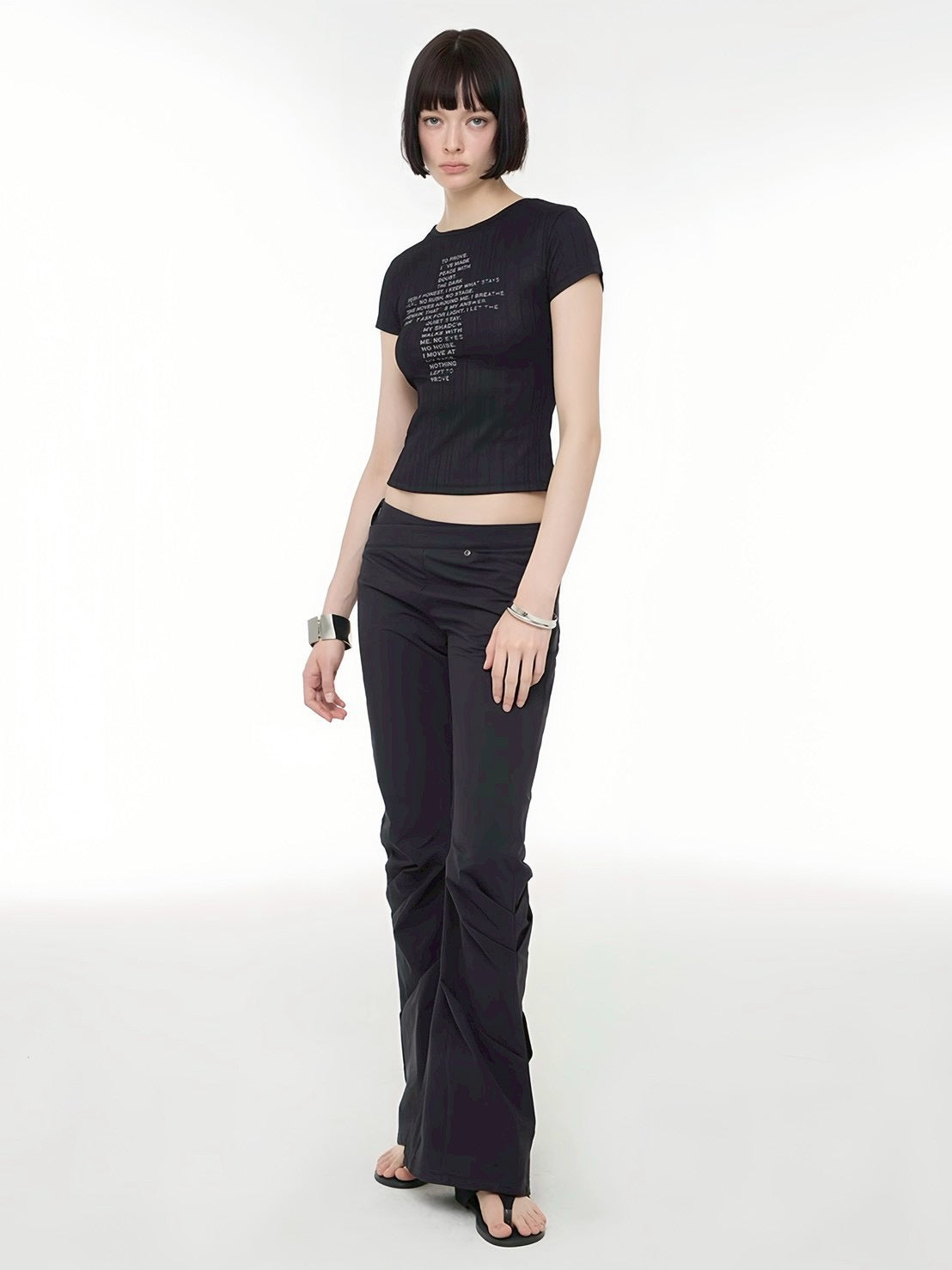 【ROCK CAKE】Asymmetry Waist Flare Pants