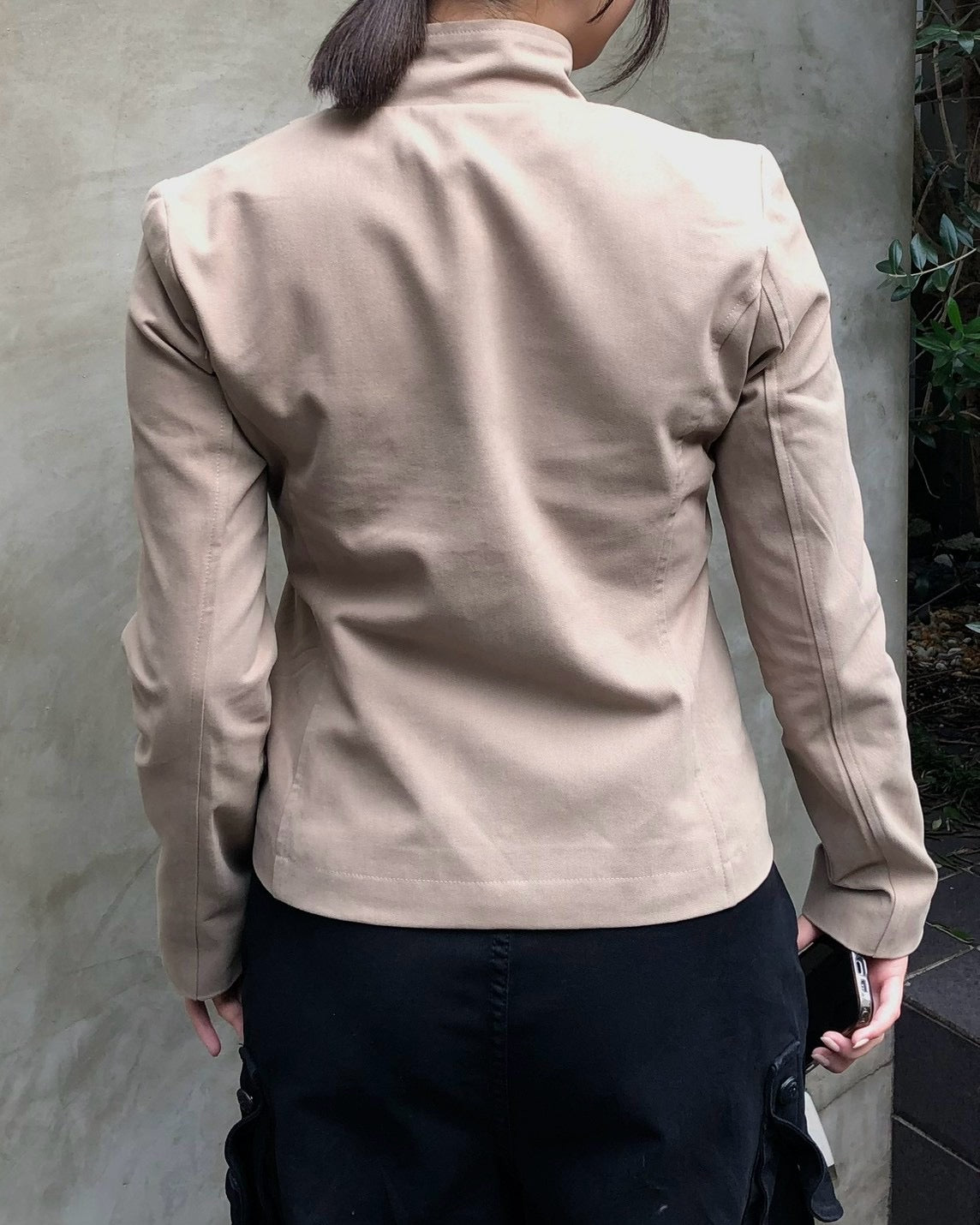 受注制【OaKS】low-neck slim-fit jacket (3color)