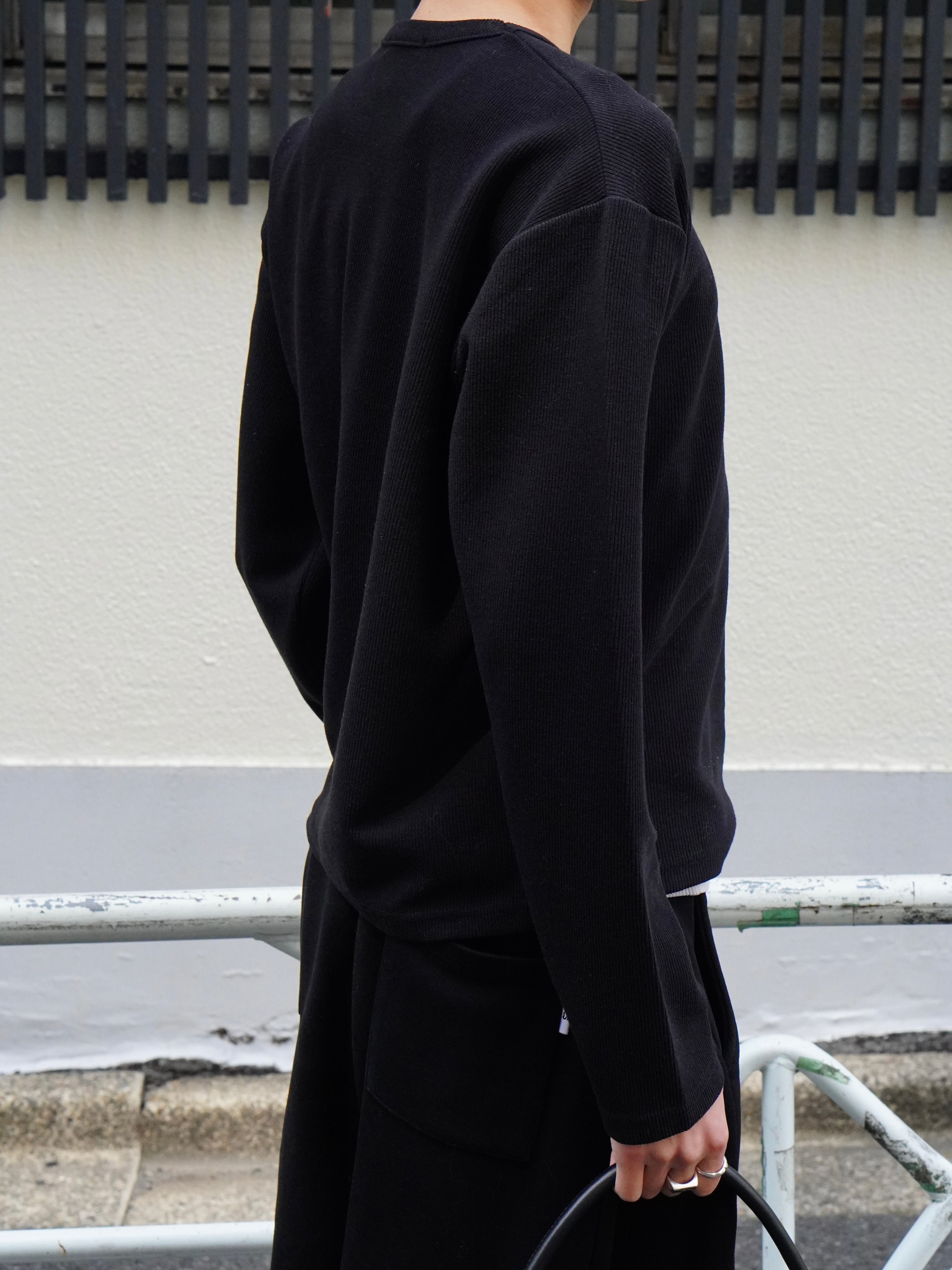 東京店WEB限定受注制【Chikashitsu +】cropped rib knit tee (2color)